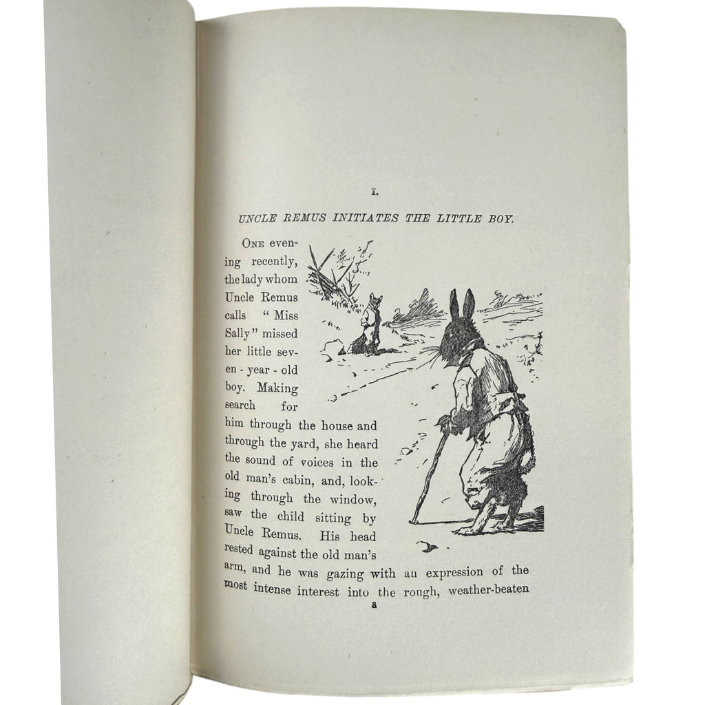 Opening page of Uncle Remus with A B Frost illustration integrated into text
