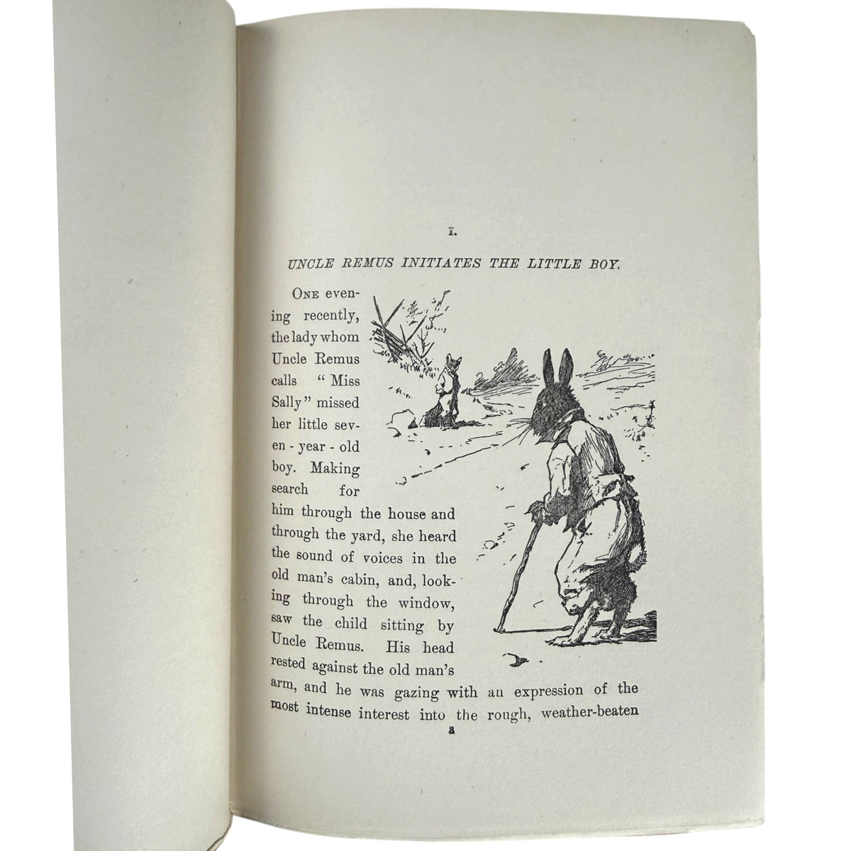 Opening page of Uncle Remus with A B Frost illustration integrated into text