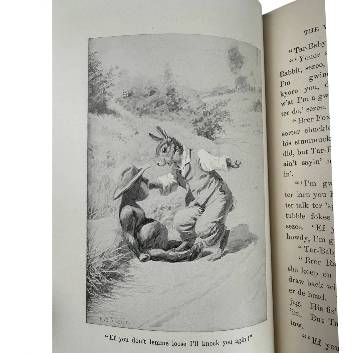 Full-page A B Frost illustration of Brer Rabbit and Tar Baby