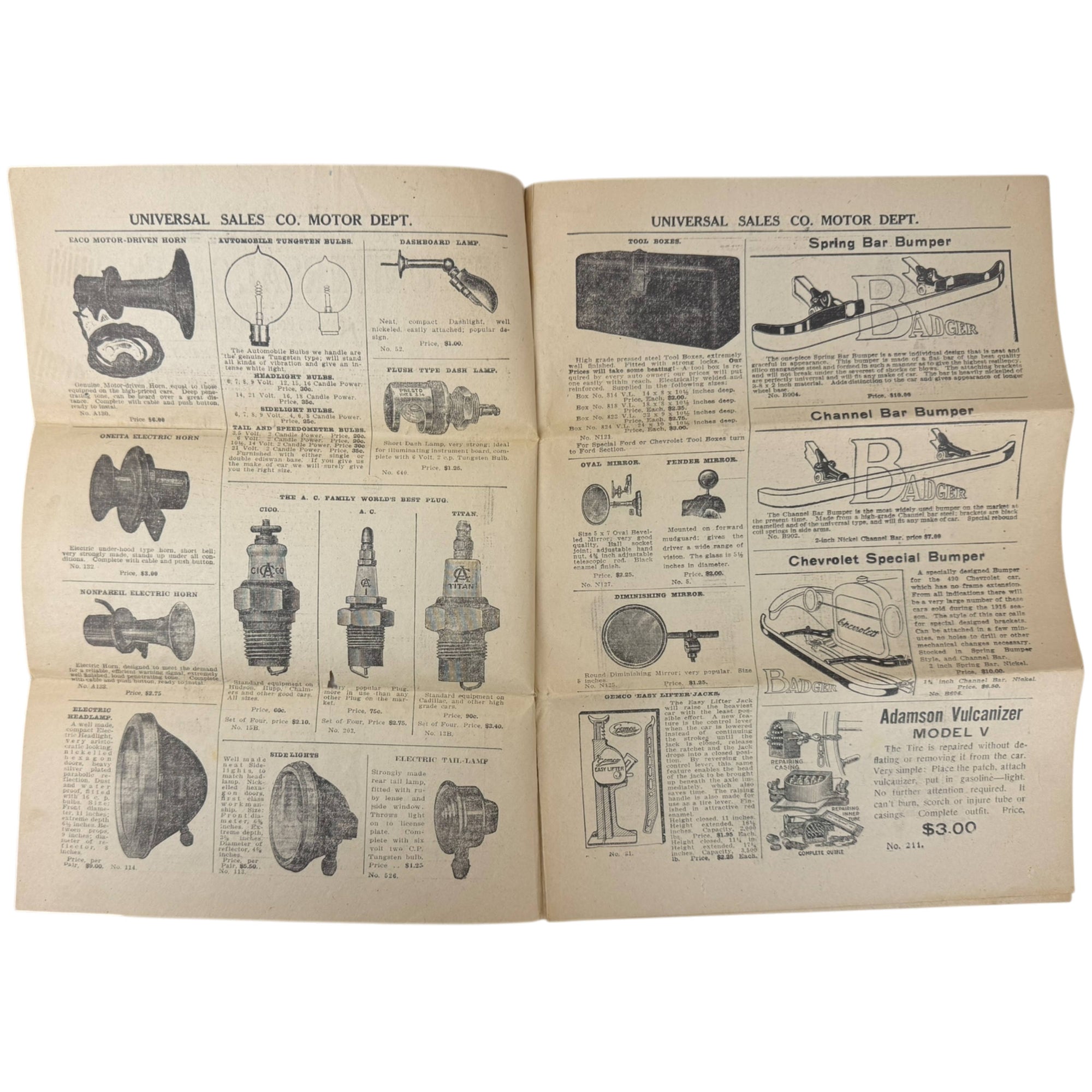 1920s Auto Accessories Mail Order Brochure Model T Ford Parts Catalogue