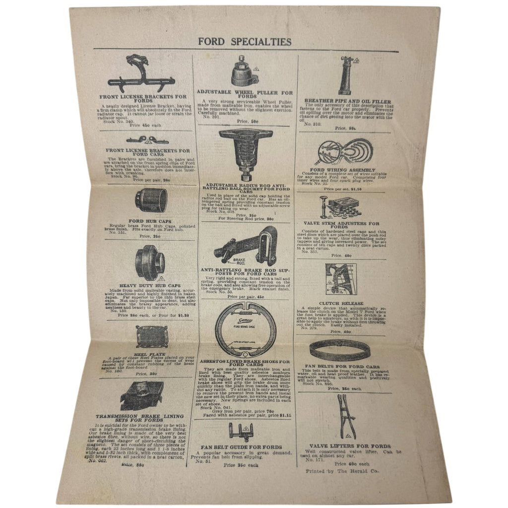 1920s Auto Accessories Mail Order Brochure Model T Ford Parts Catalogue