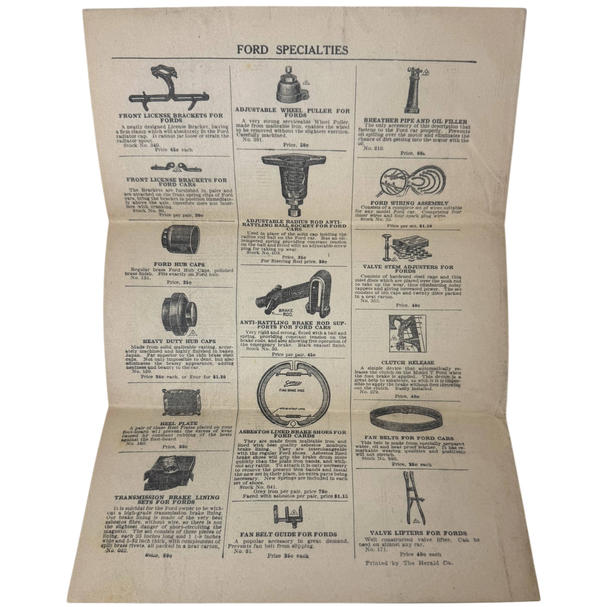 1920s Auto Accessories Mail Order Brochure Model T Ford Parts Catalogue