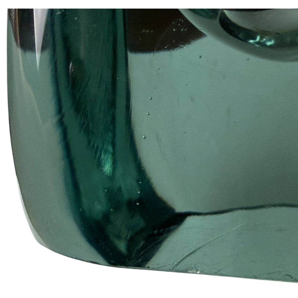 1950s Vallerysthal Crystal Vase Smokey Blue Hand-Blown & Signed Art Verrerie