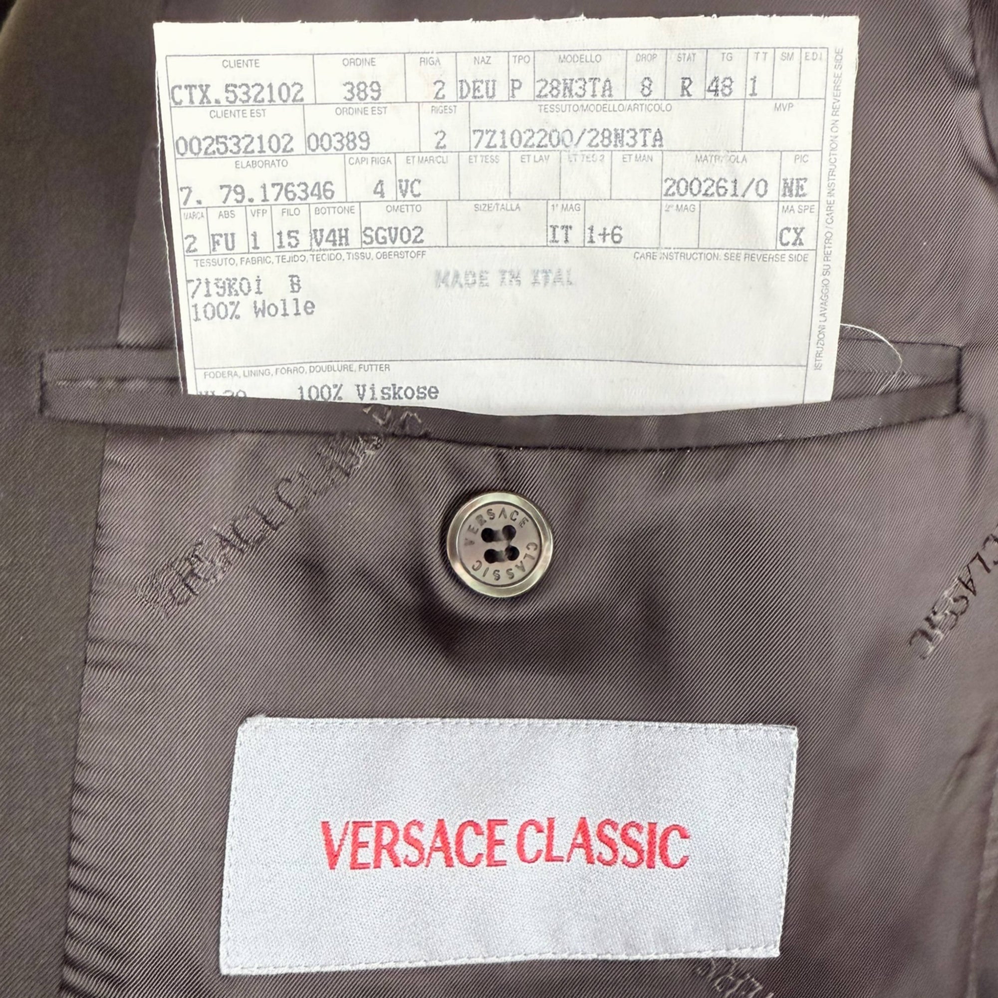 Early 1990s Versace Classic Label Suit Italy Men’s US 38