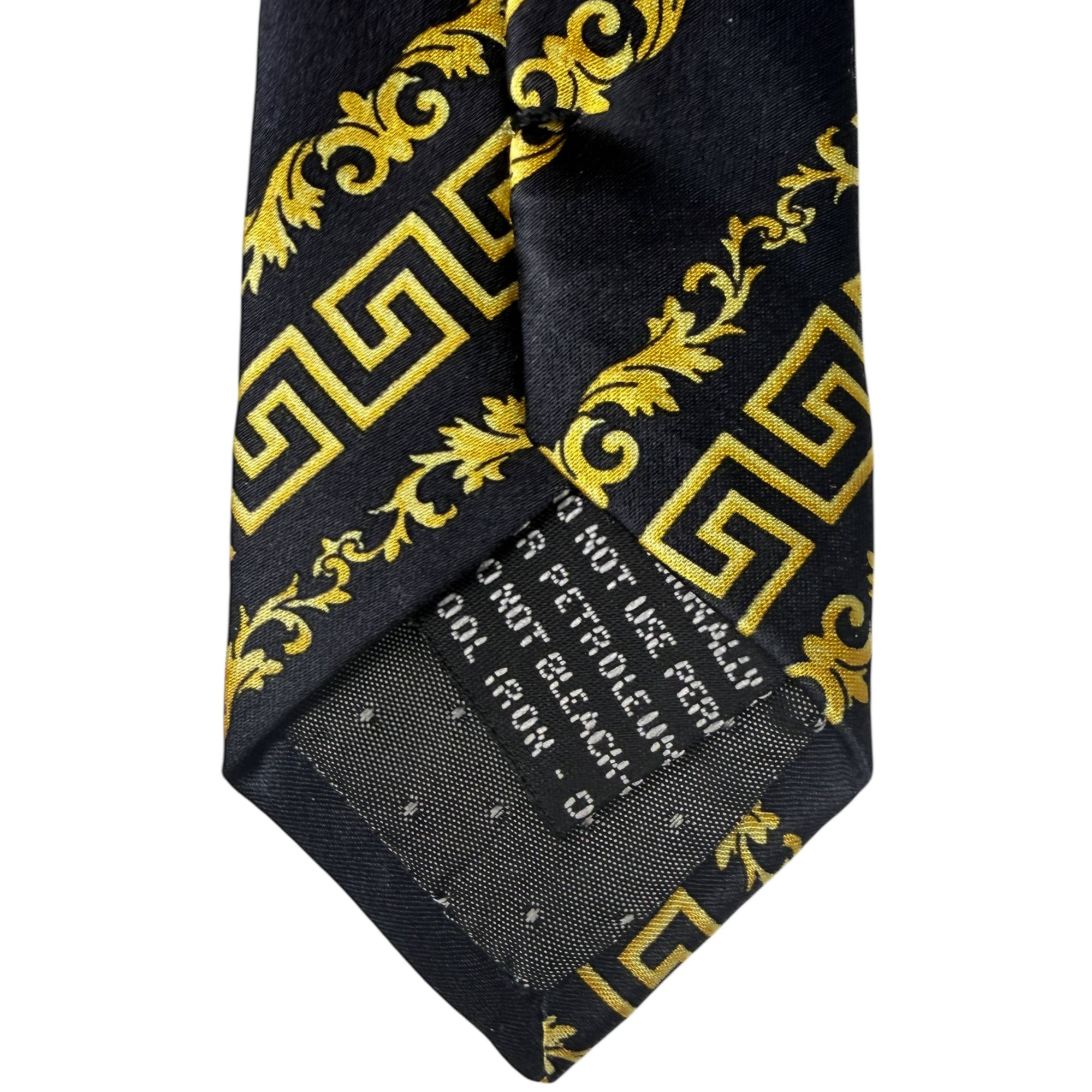 Vintage Gianni Versace Tie Gold Silk Necktie Medusa Head Greek Key Pattern