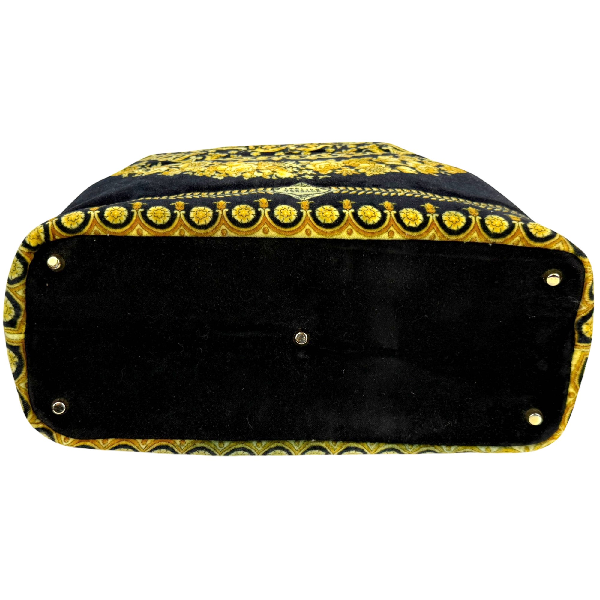 Vintage 1990s Versace Couture Shoulder Bag Velvet Medusa Baroque Print As Is