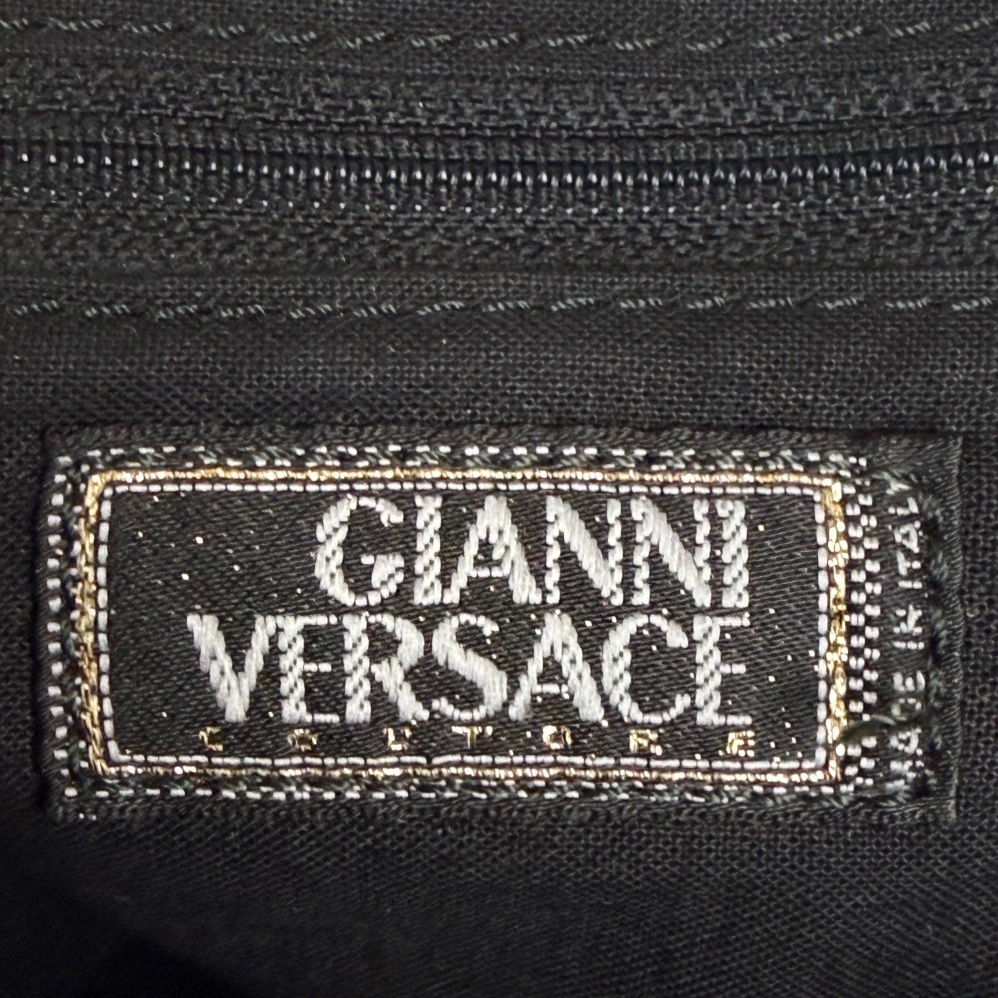 Vintage 1990s Versace Couture Shoulder Bag Velvet Medusa Baroque Print As Is