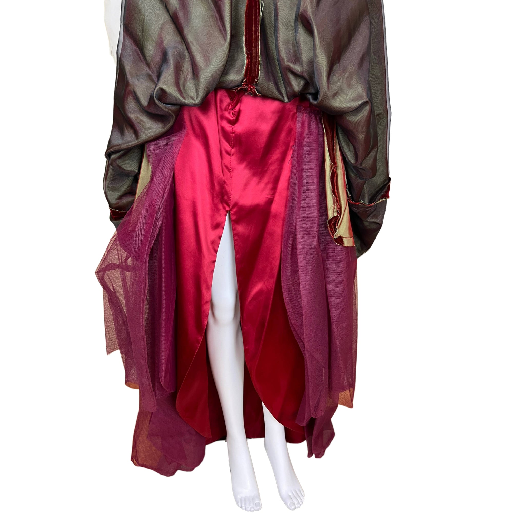 1980s Vintage Victor Costa Ball Gown Red Velvet Dress Size S