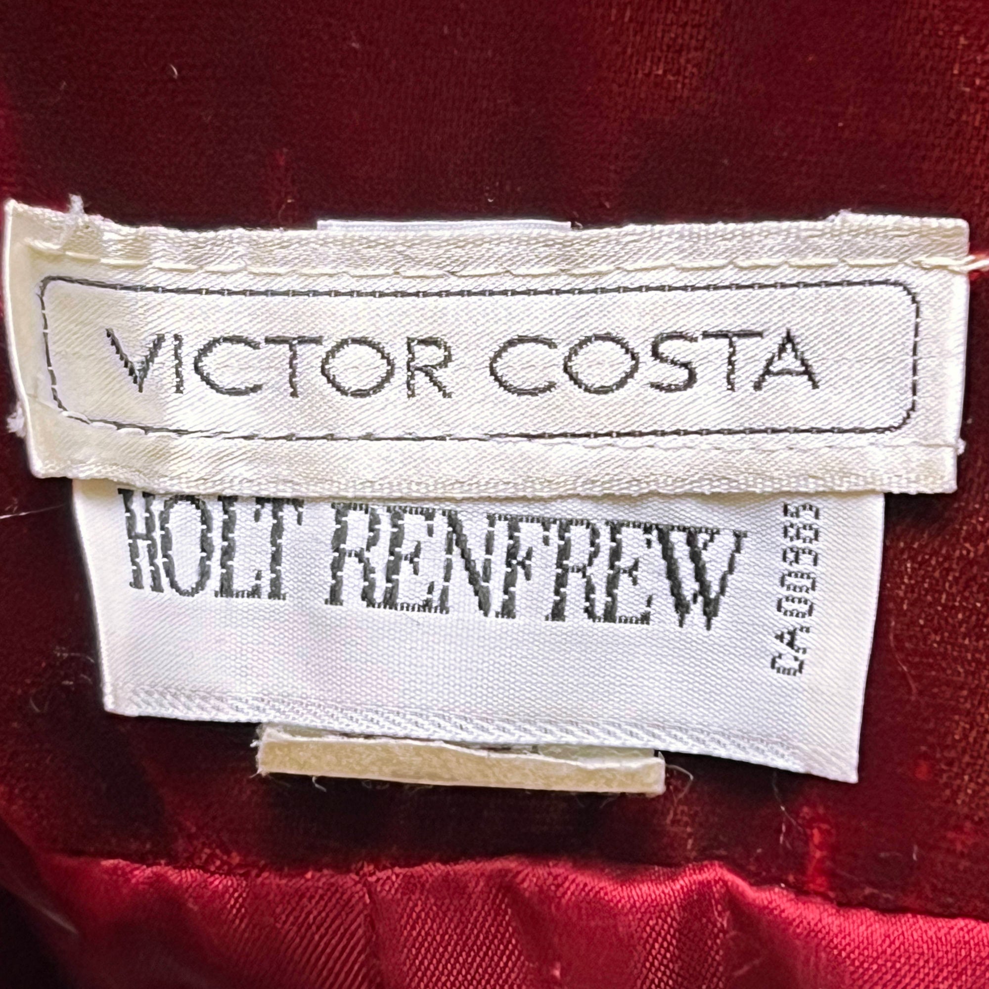 1980s Vintage Victor Costa Ball Gown Red Velvet Dress Size S