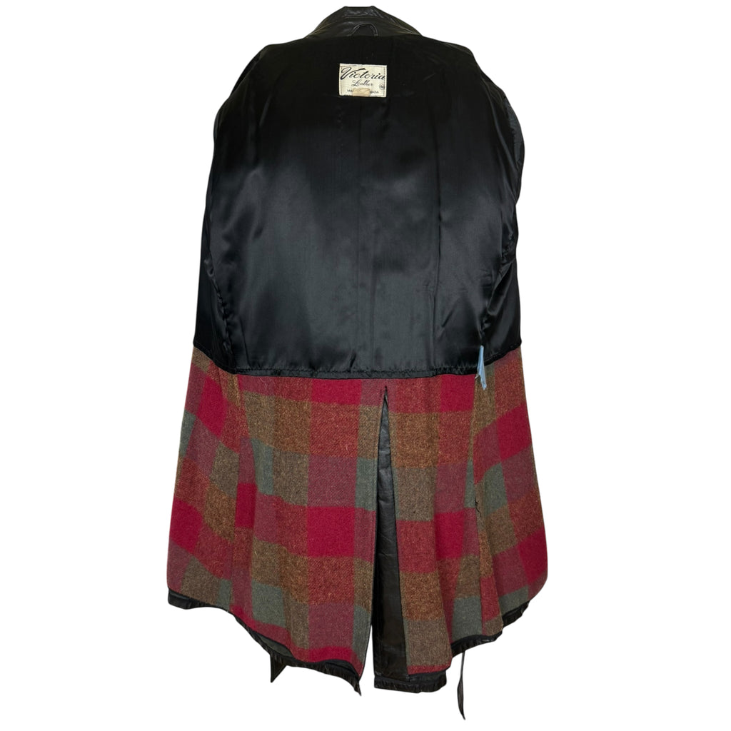 Vintage 1960s Black Leather Trench Coat Overcoat Mens Sz 46