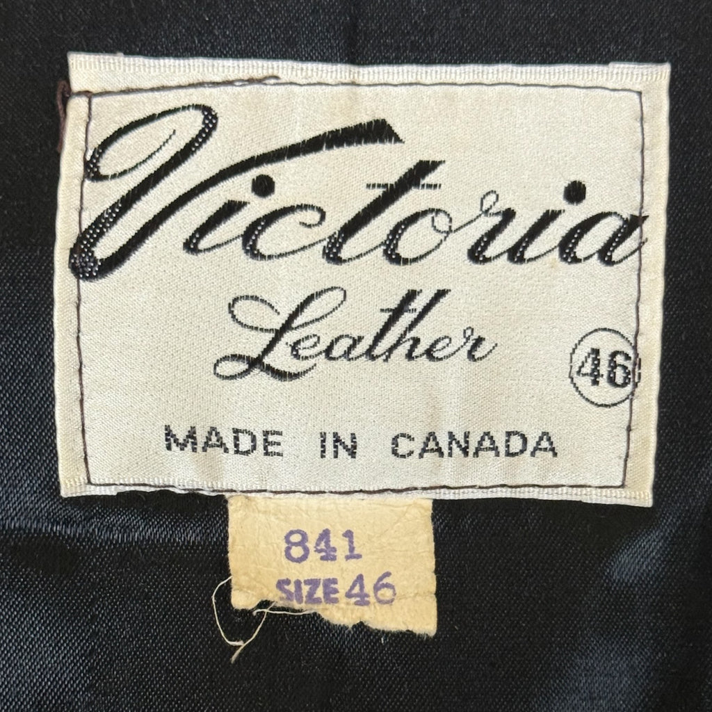 Vintage 1960s Black Leather Trench Coat Overcoat Mens Sz 46