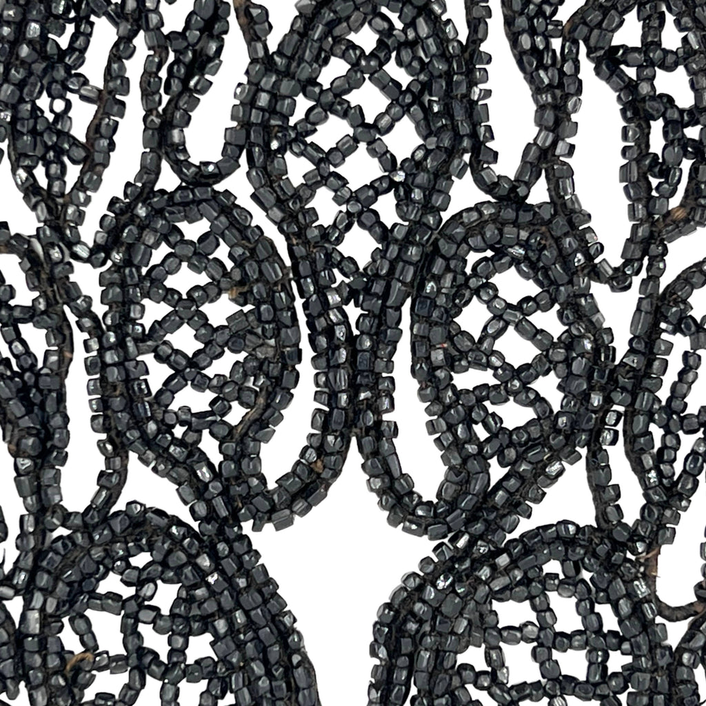 Antique Victorian Jet Bead Bib Necklace Fringed Accessory