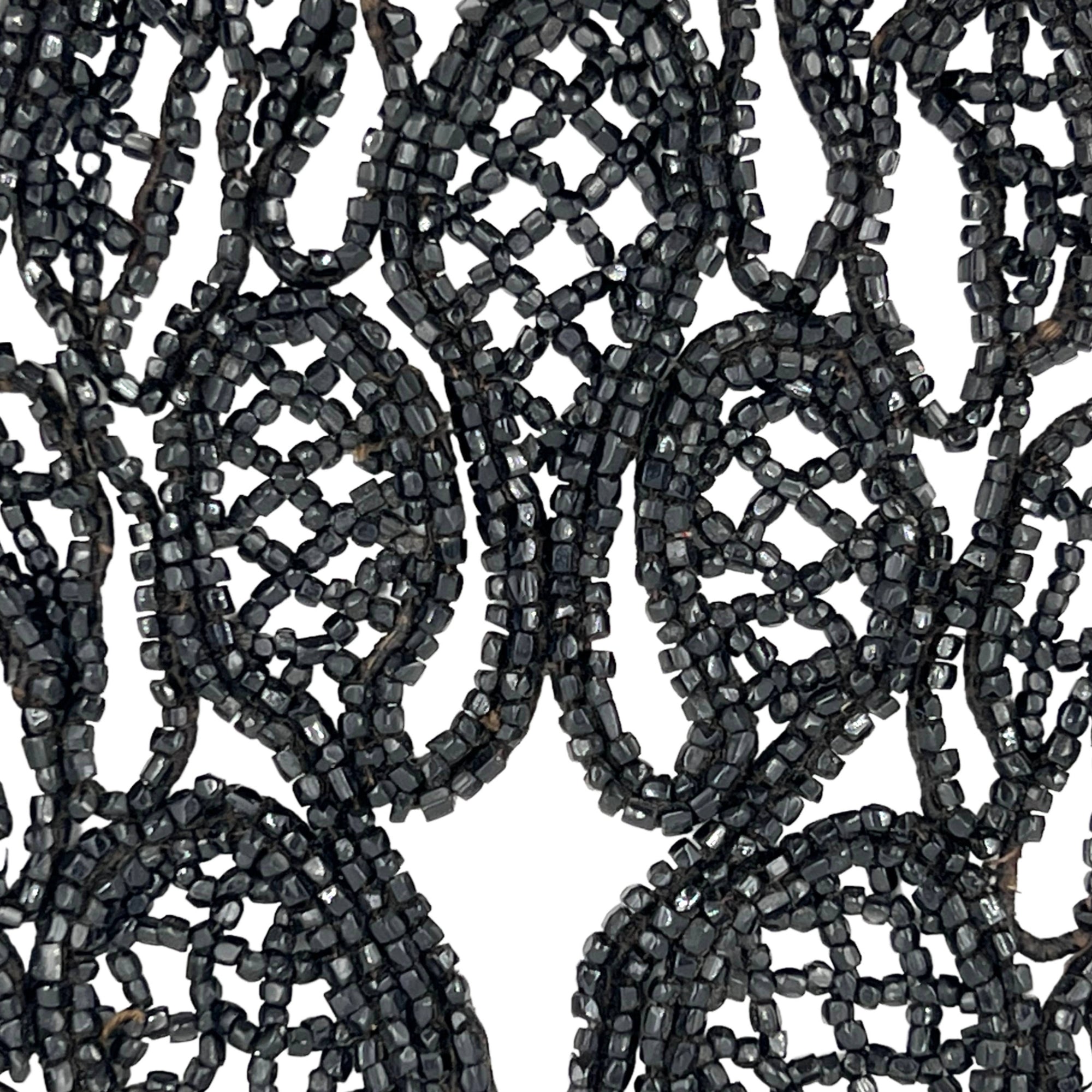 Antique Victorian Jet Bead Bib Necklace Fringed Accessory