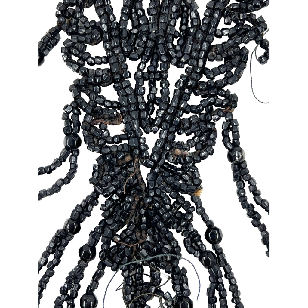 Antique Victorian Jet Bead Bib Necklace Fringed Accessory