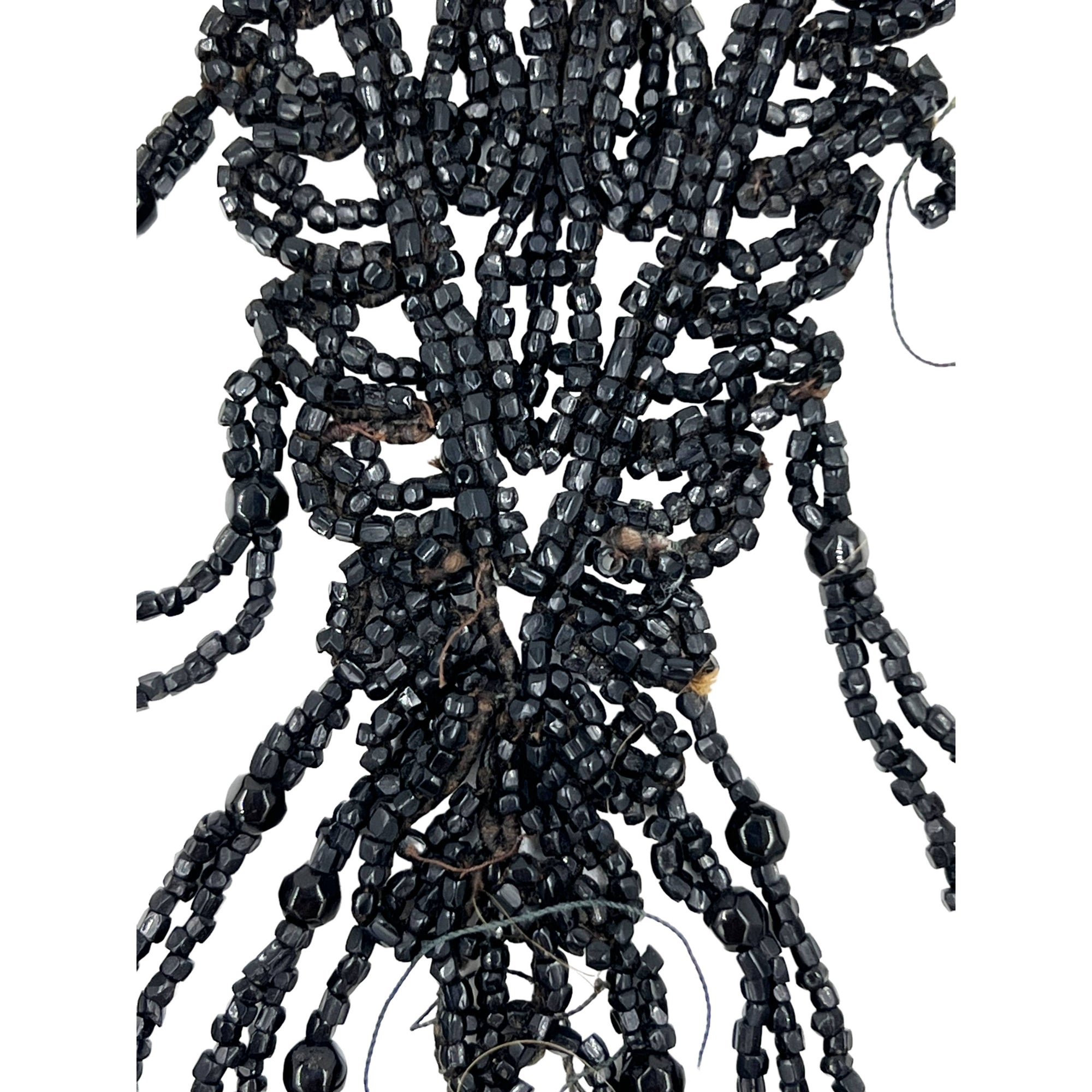 Antique Victorian Jet Bead Bib Necklace Fringed Accessory