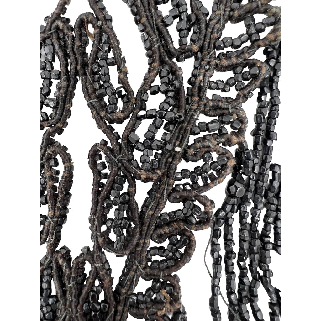 Antique Victorian Jet Bead Bib Necklace Fringed Accessory