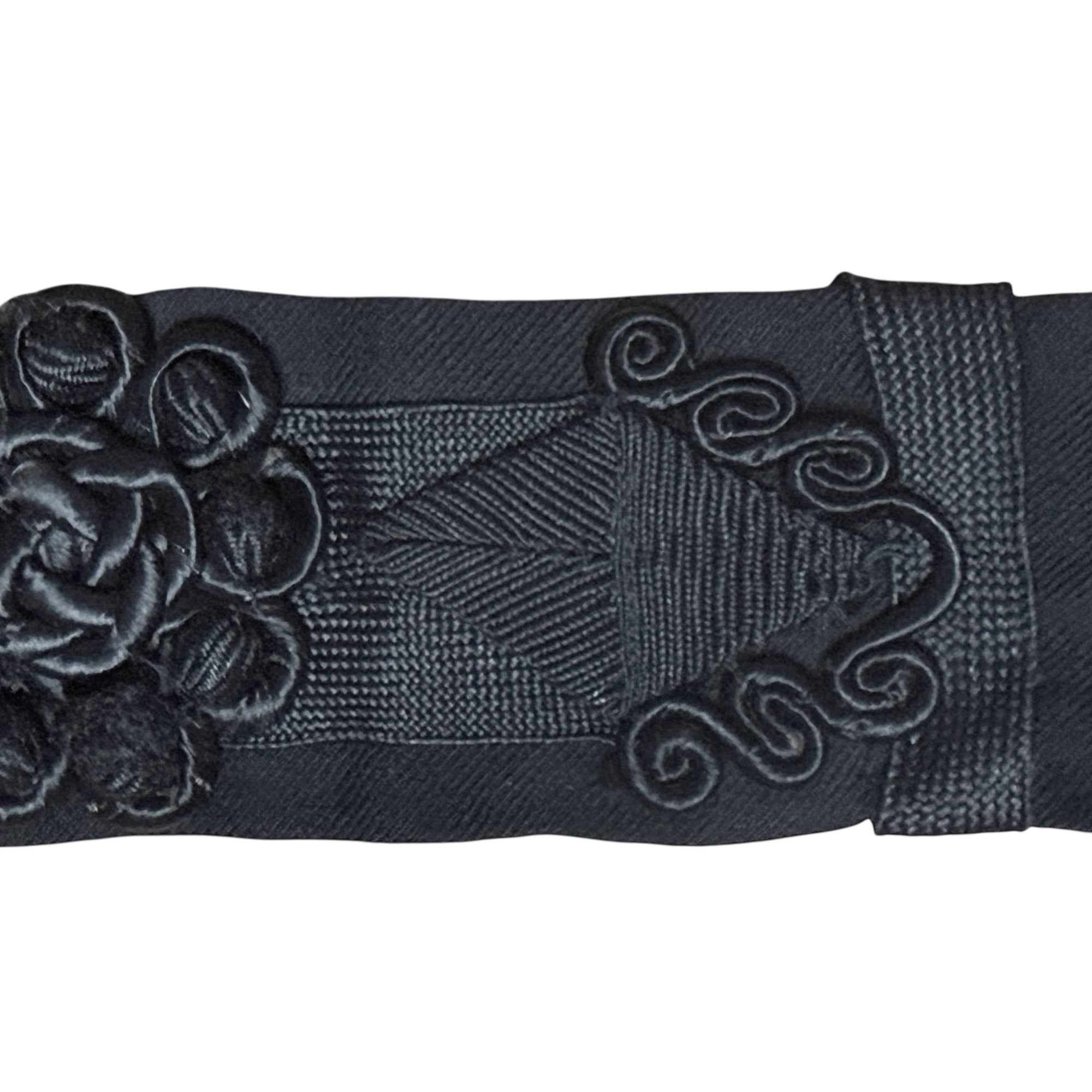 Victorian mourning accessory with decorative soutache trim