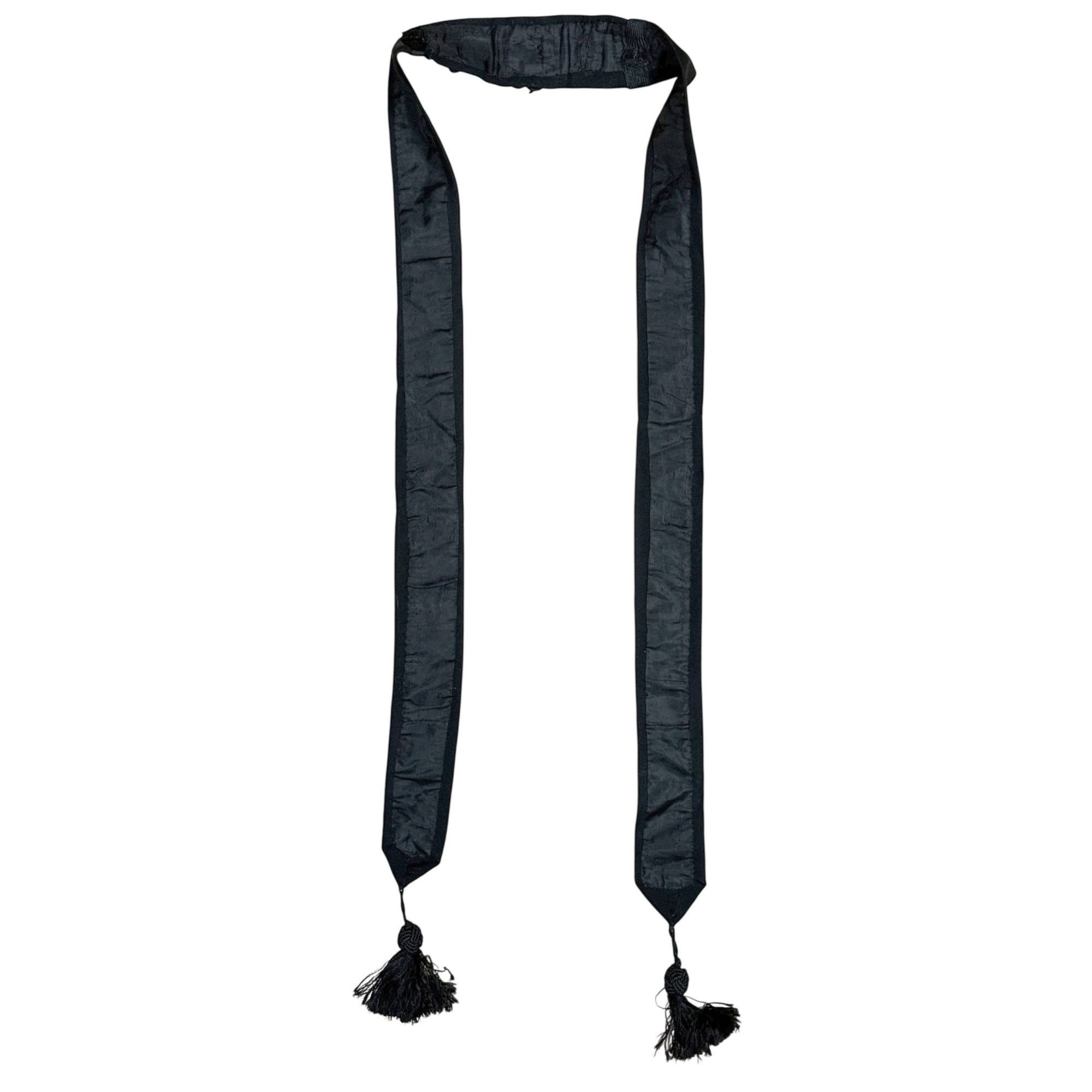 Antique black textile sash with silk lining