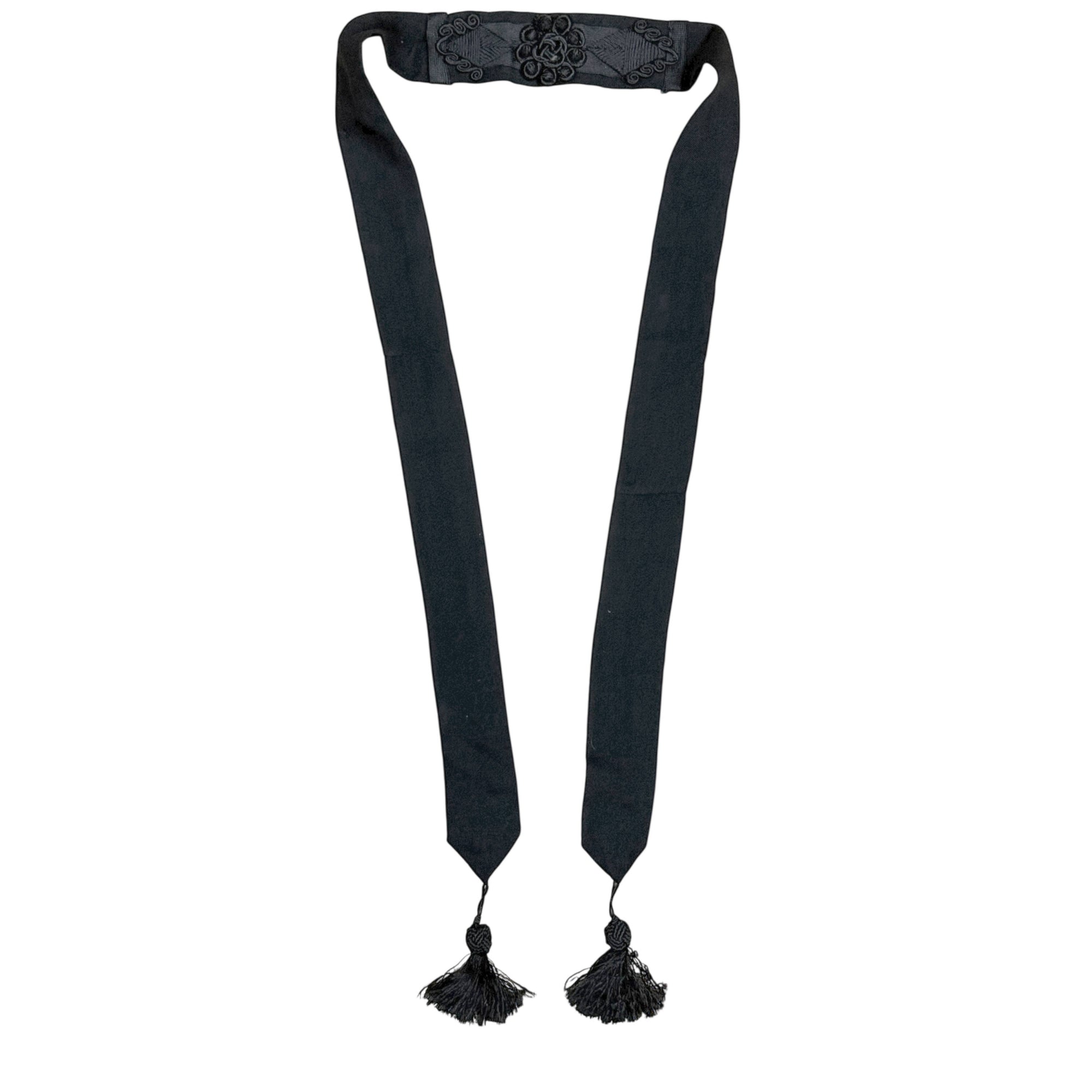 Antique Victorian black mourning sash with silk tassels 
