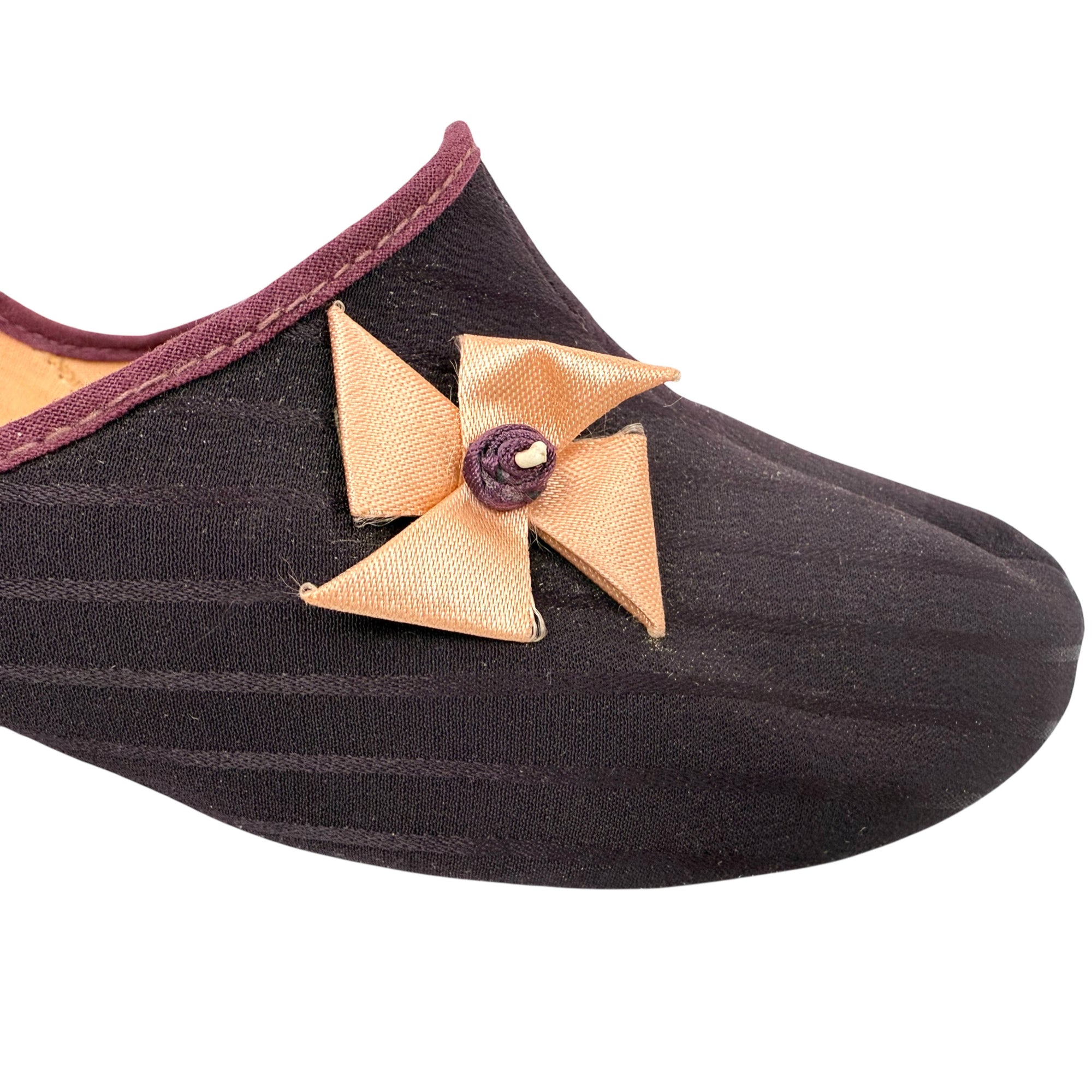 Vintage 1930s Slippers Ladies Purple Moiré Silk Size 6