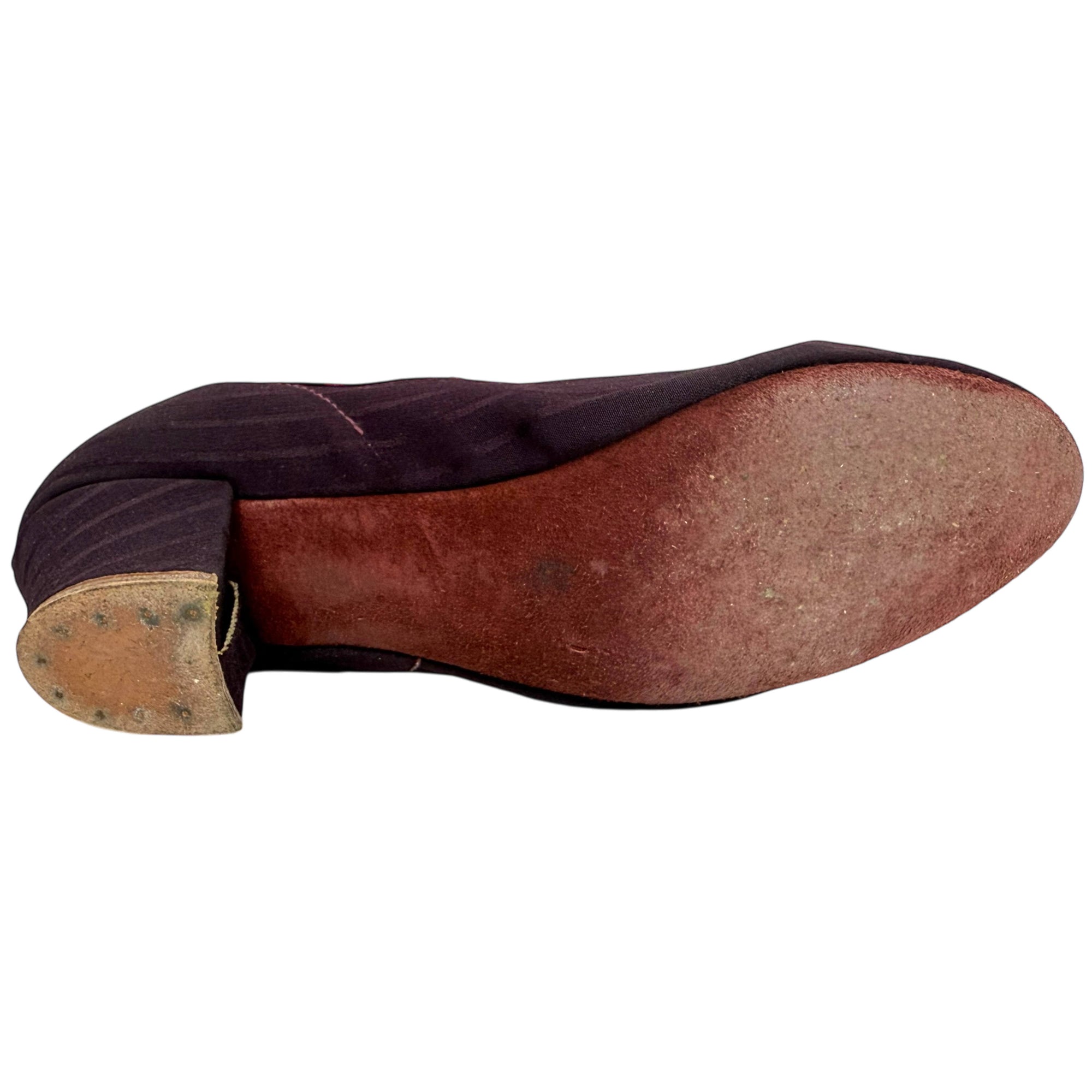Vintage 1930s Slippers Ladies Purple Moiré Silk Size 6
