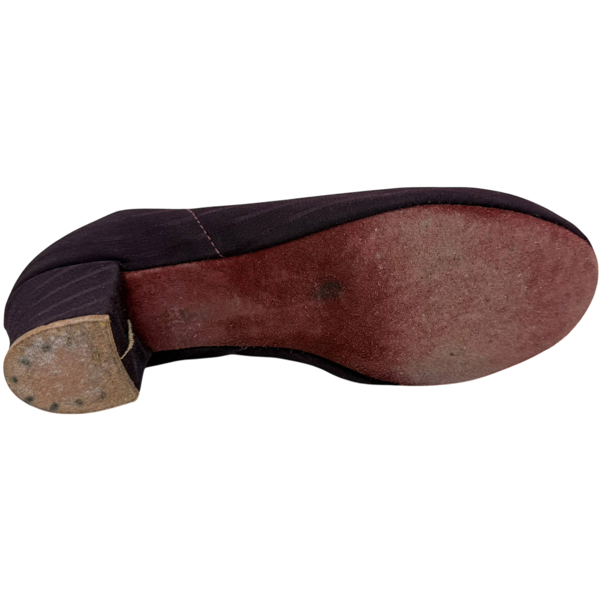 Vintage 1930s Slippers Ladies Purple Moiré Silk Size 6