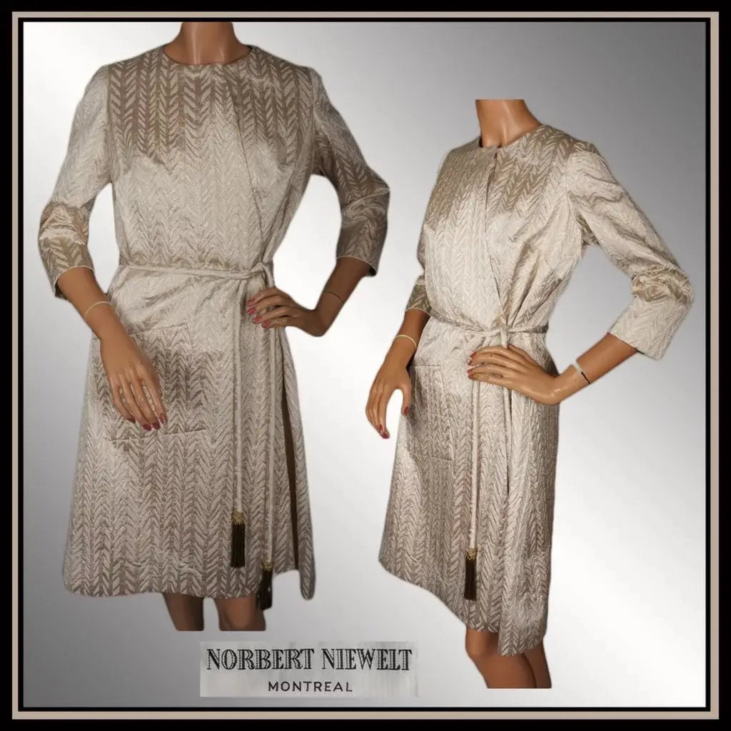 Vintage 1960s Gold Silk Lame Couture Dress Norbert Niewelt