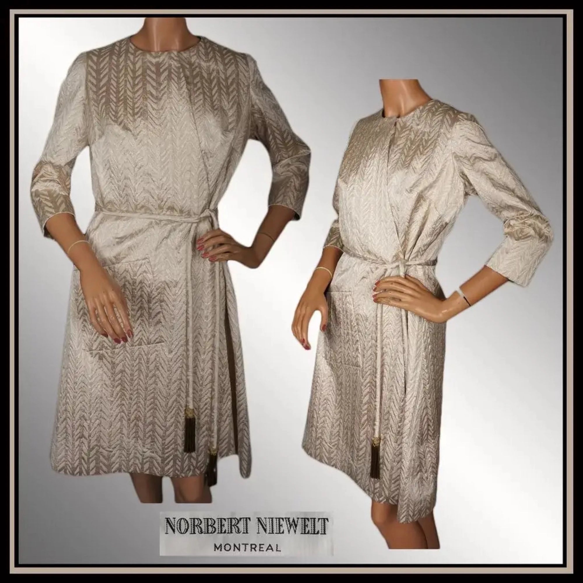 Vintage 1960s Gold Silk Lame Couture Dress Norbert Niewelt