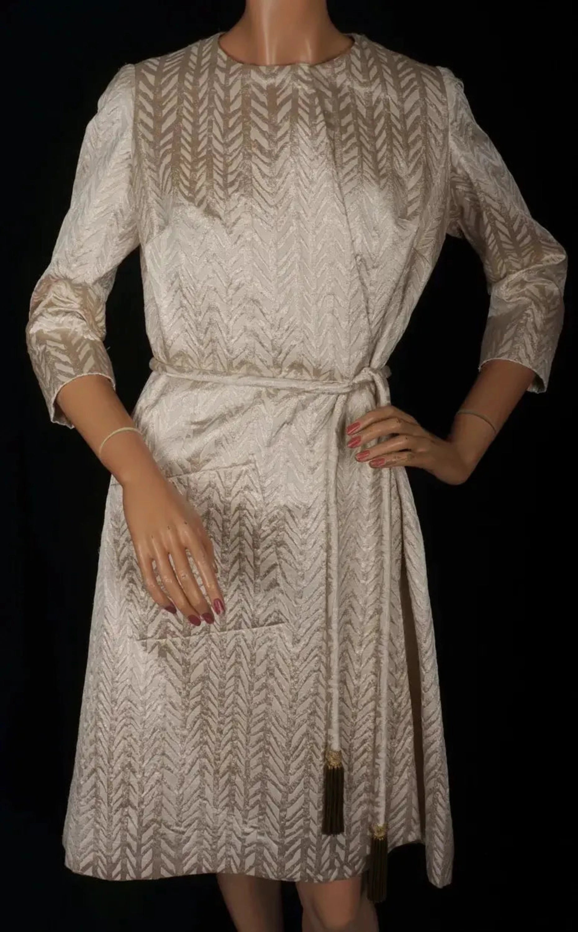 Vintage 1960s Gold Silk Lame Couture Dress Norbert Niewelt
