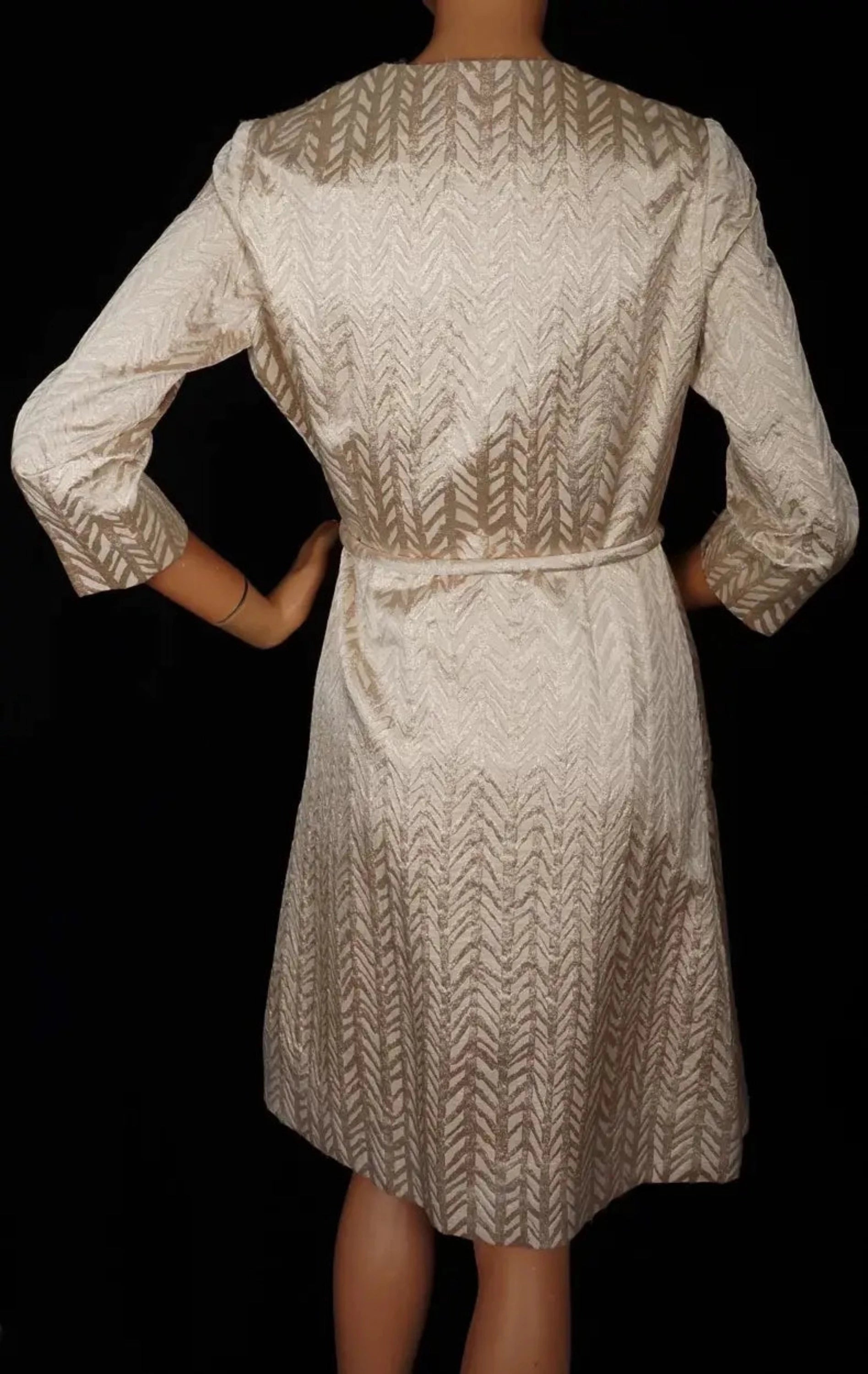 Vintage 1960s Gold Silk Lame Couture Dress Norbert Niewelt