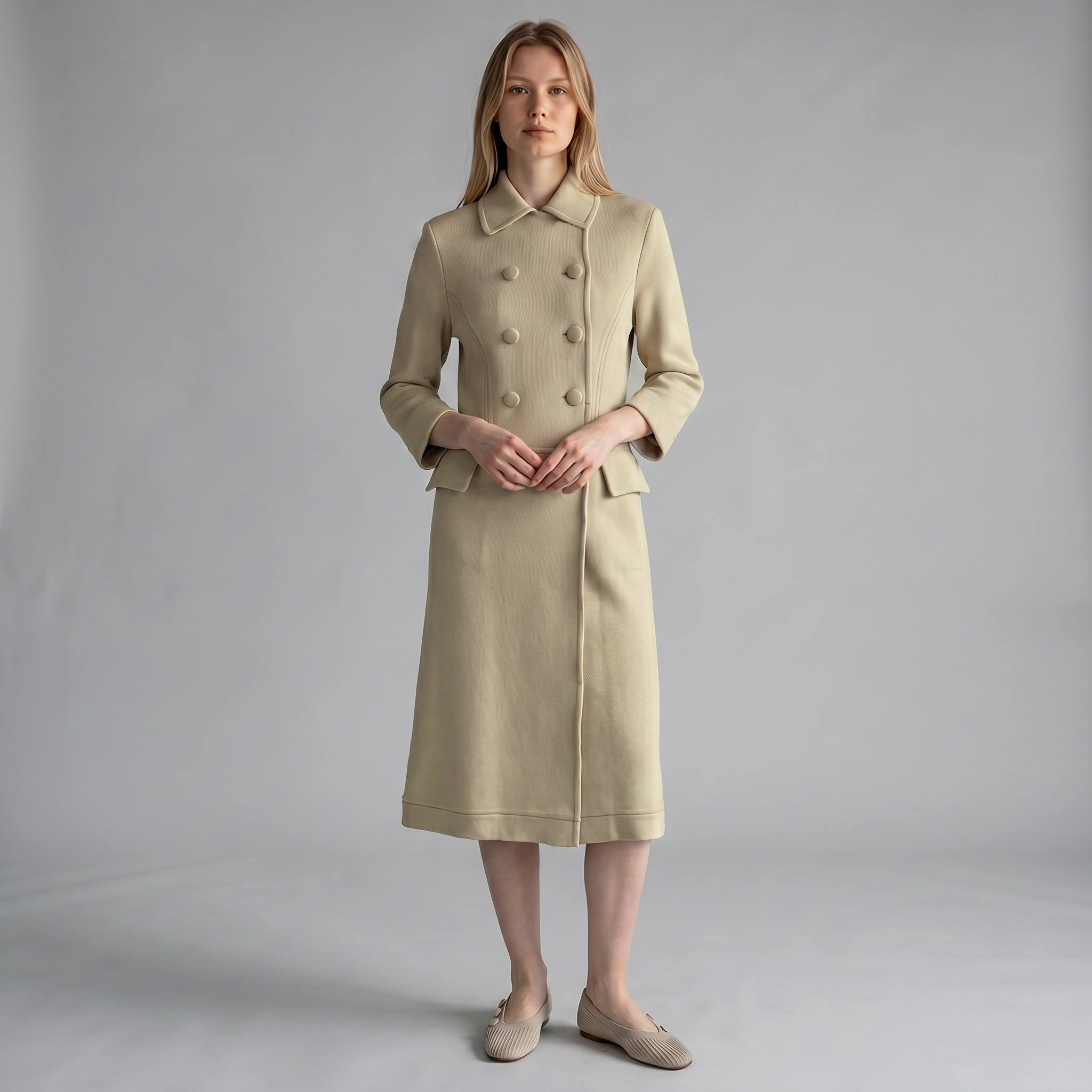 ジャケット・アウター 1960s Vintage Italy Double Breasted Coat Vintage Gino Paoli Wool Coat Made in Italy Cream Double Breasted