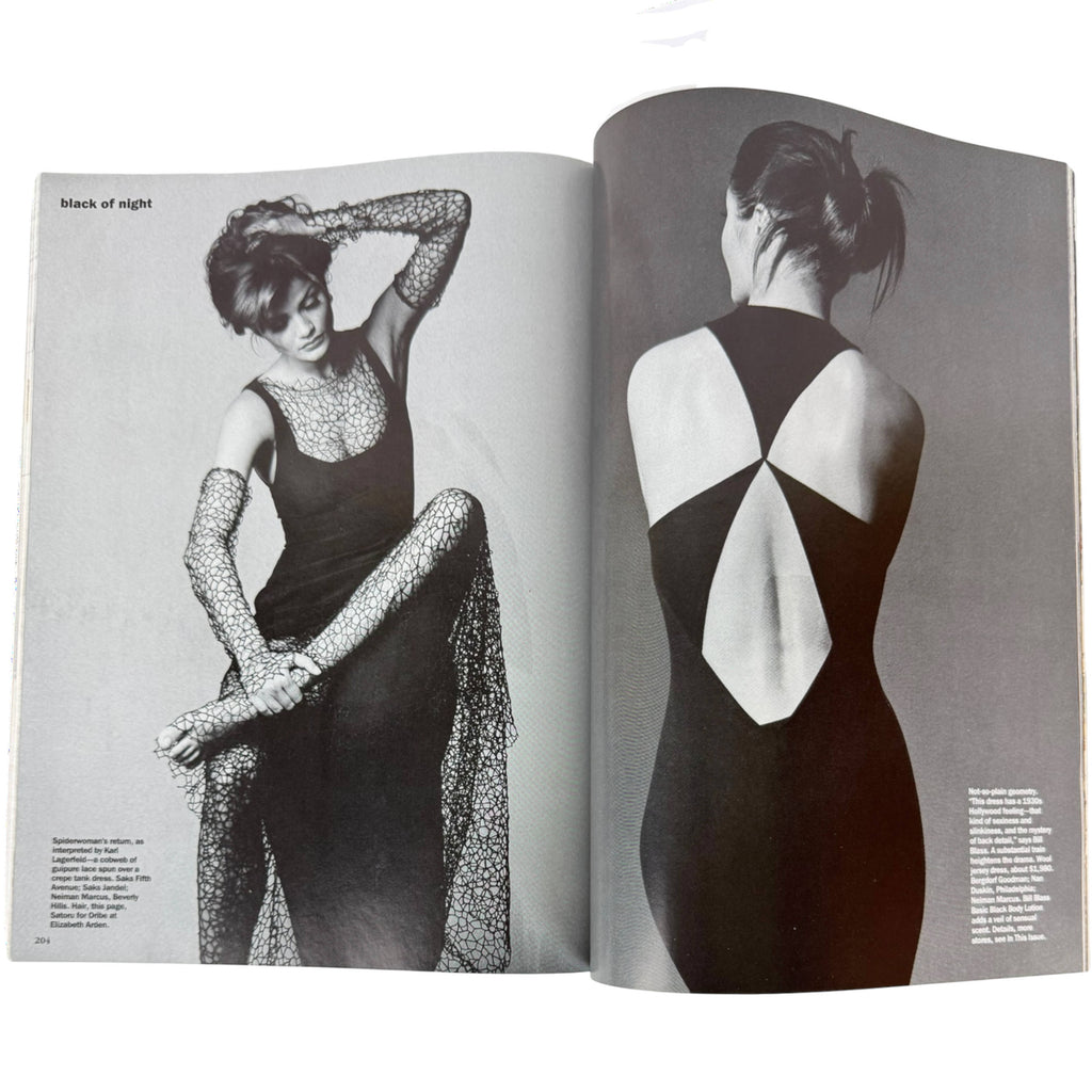 Helena Christensen Black of Night fashion editorial photographed by Irving Penn in Vogue February 1993