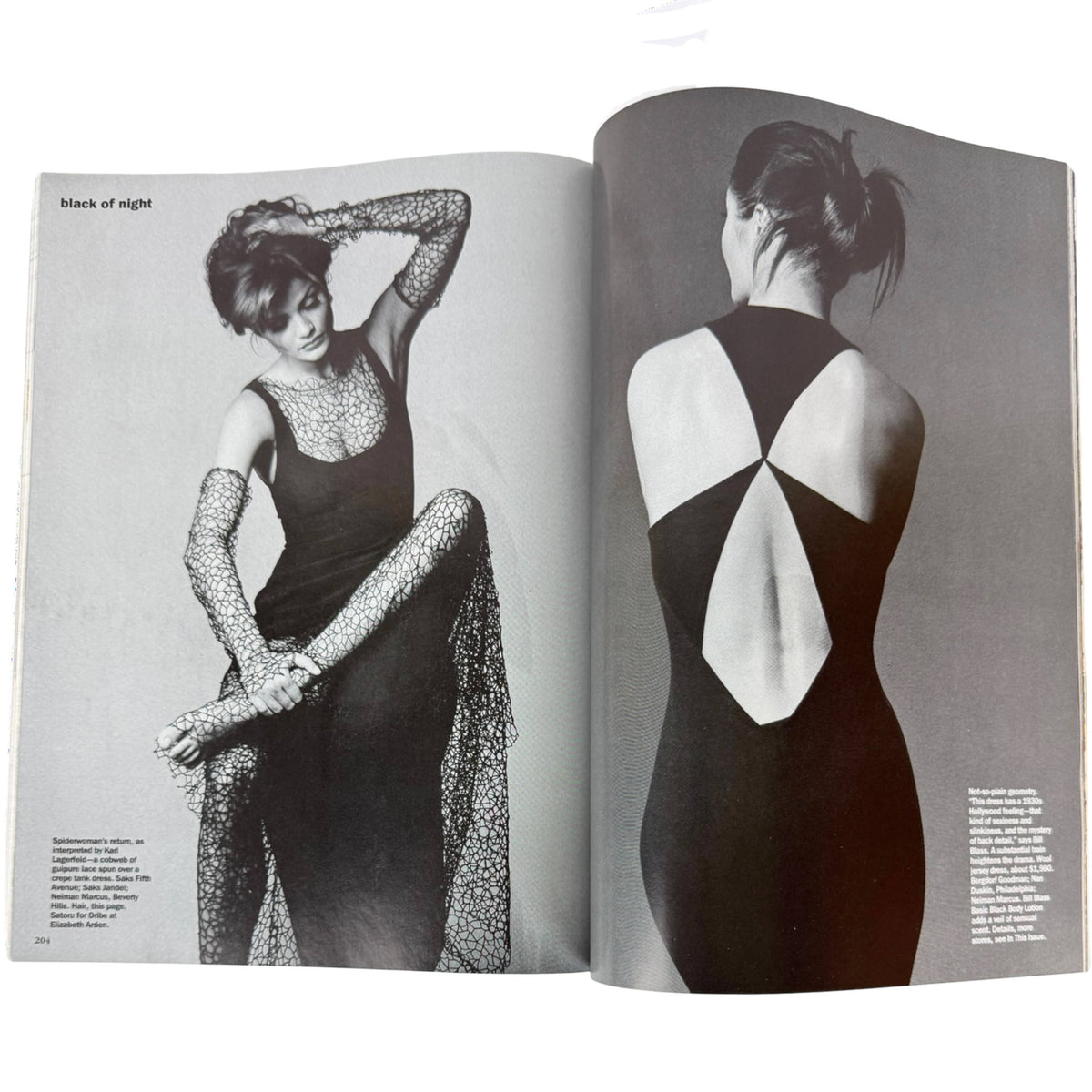 Helena Christensen Black of Night fashion editorial photographed by Irving Penn in Vogue February 1993