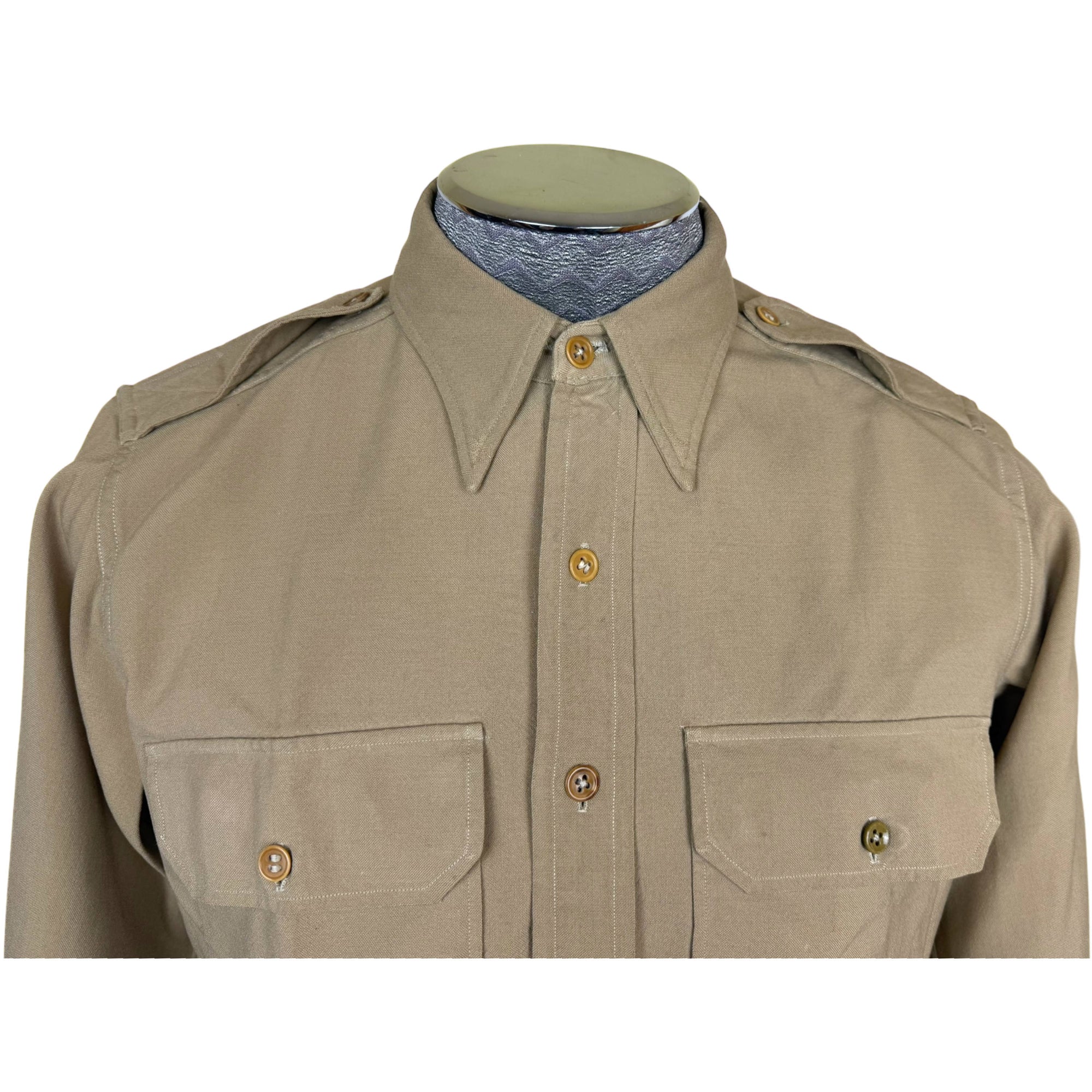 WWII US Regulation Army Officer’s Shirt OD Fine Wool Sz S M