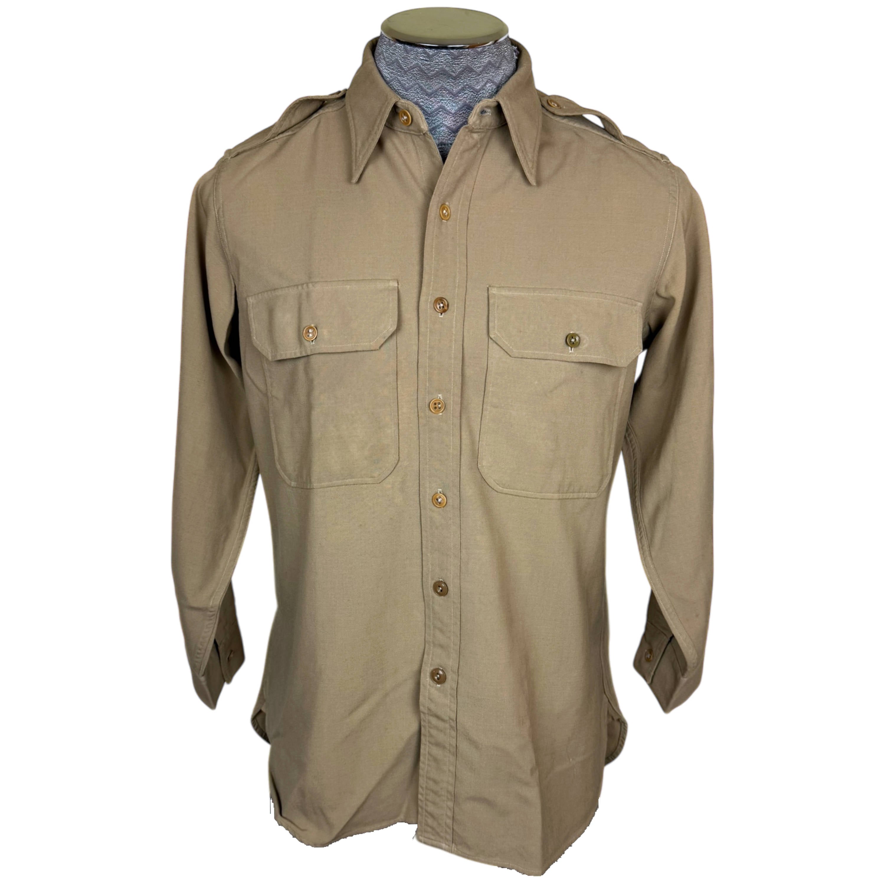 WWII US Regulation Army Officer's Shirt OD Fine Wool Sz S M