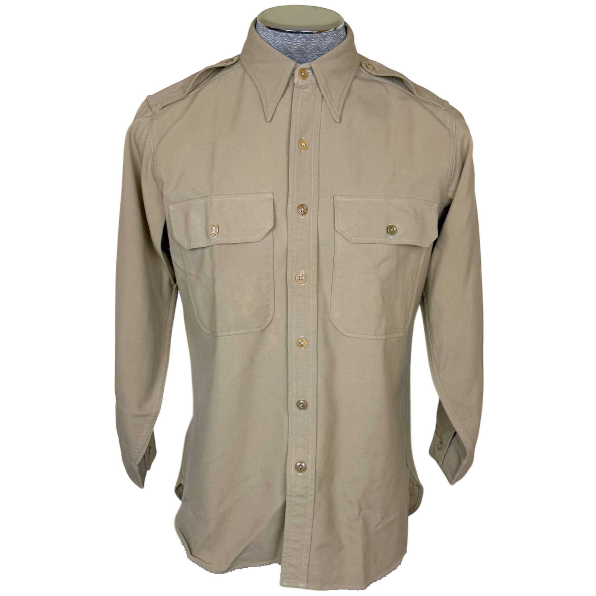 WWII US Regulation Army Officer’s Shirt OD Fine Wool Sz S M