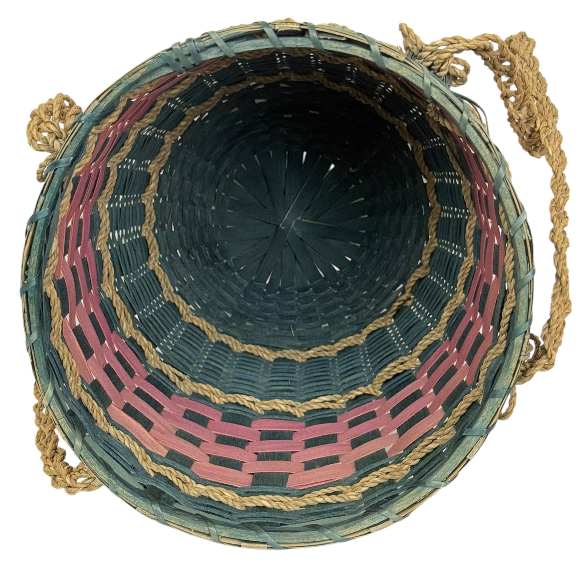 Native American Wabanaki Ash Splint Lidded Basket Sweetgrass