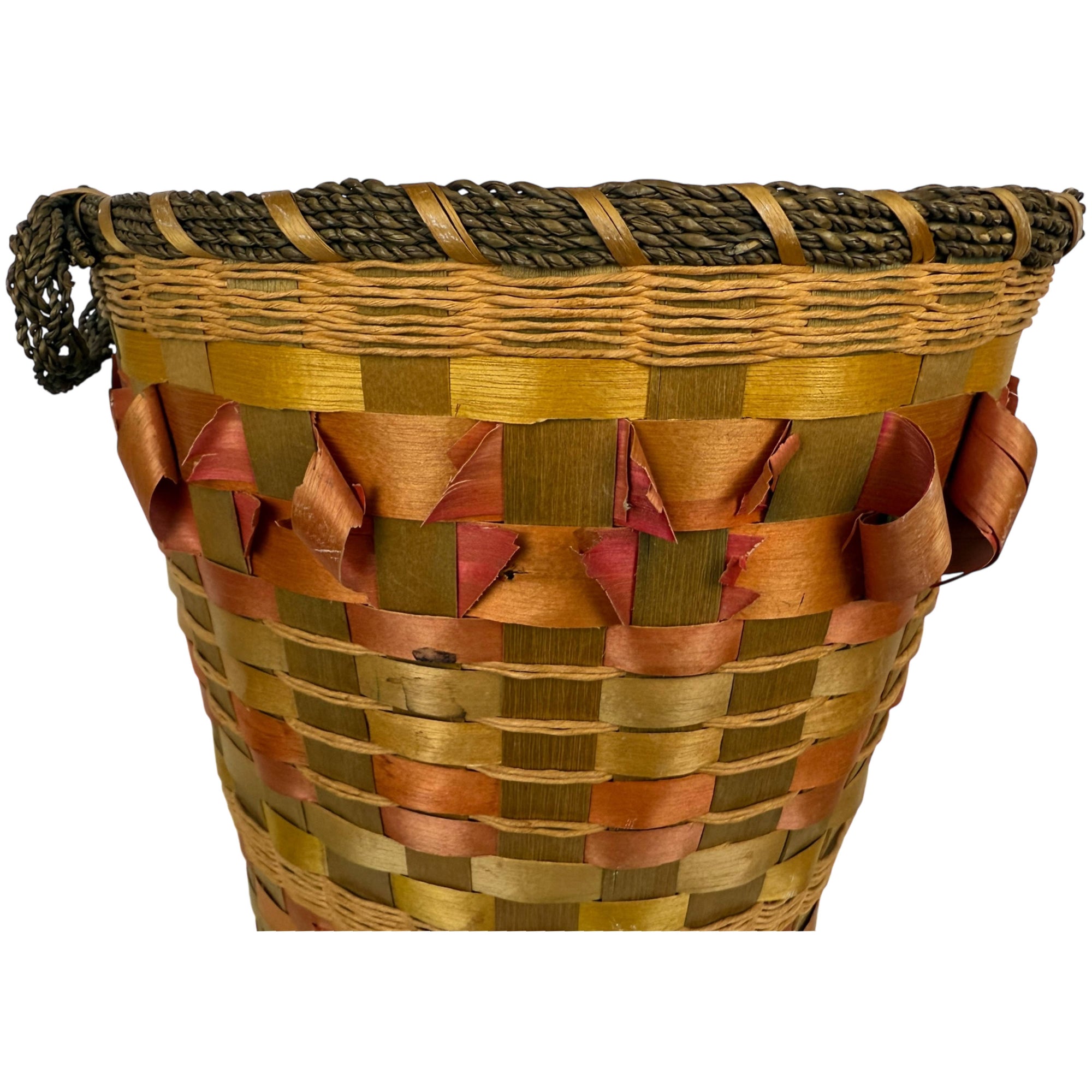 Vintage 1930s Native American Wastepaper Basket Wabanaki 11”