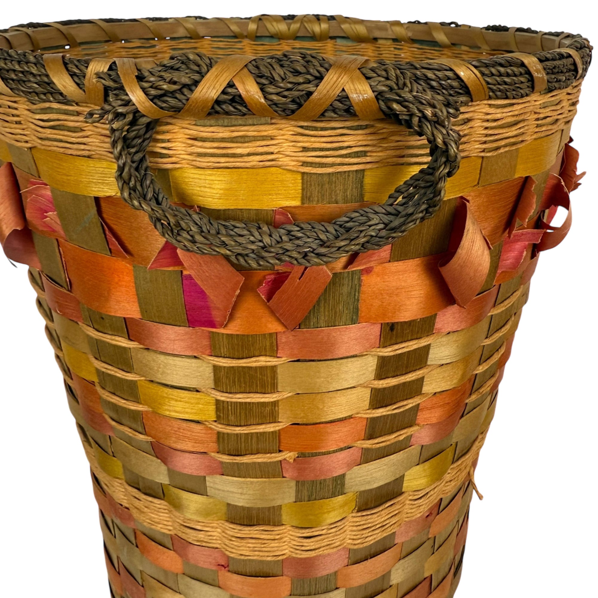 Vintage 1930s Native American Wastepaper Basket Wabanaki 11”