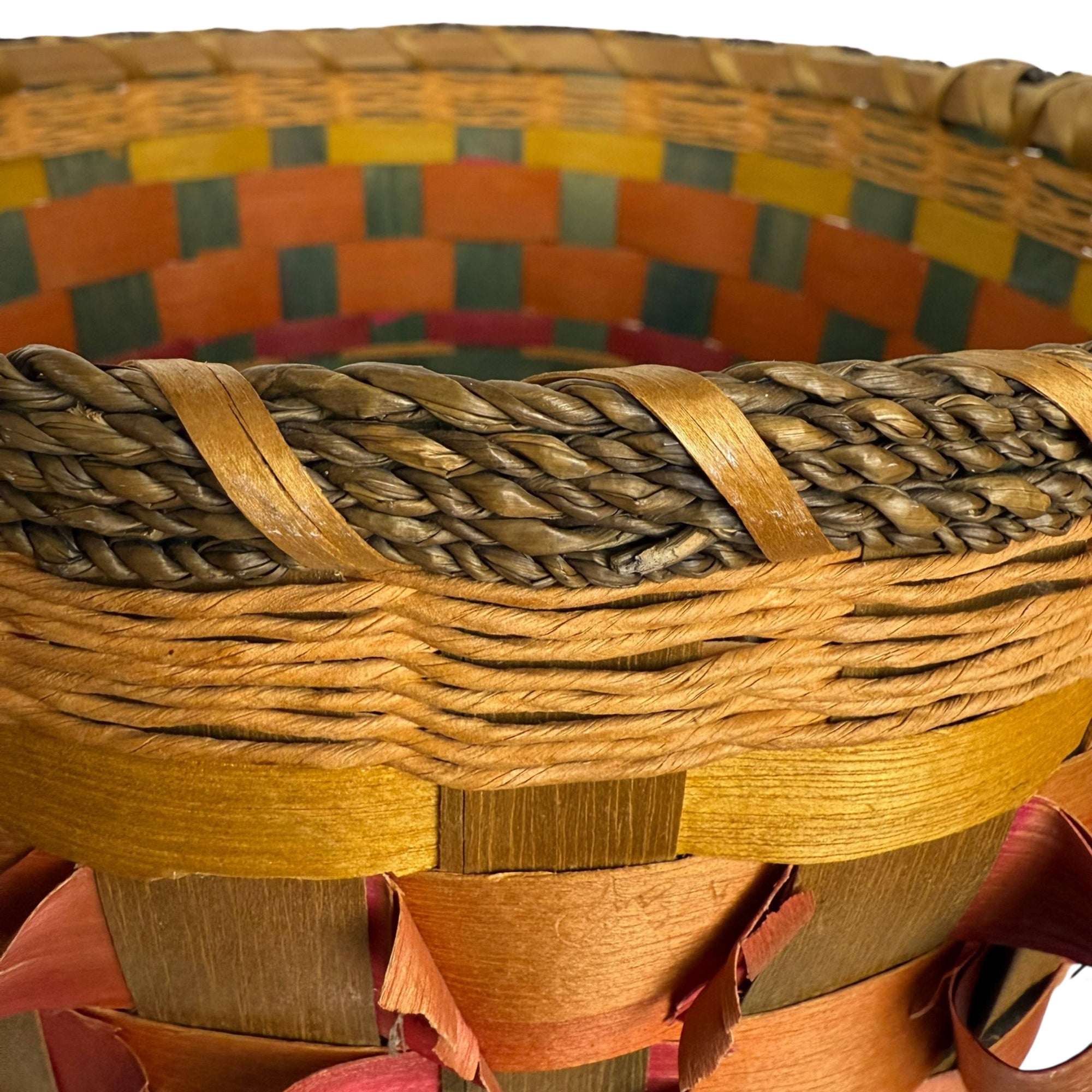 Vintage 1930s Native American Wastepaper Basket Wabanaki 11”