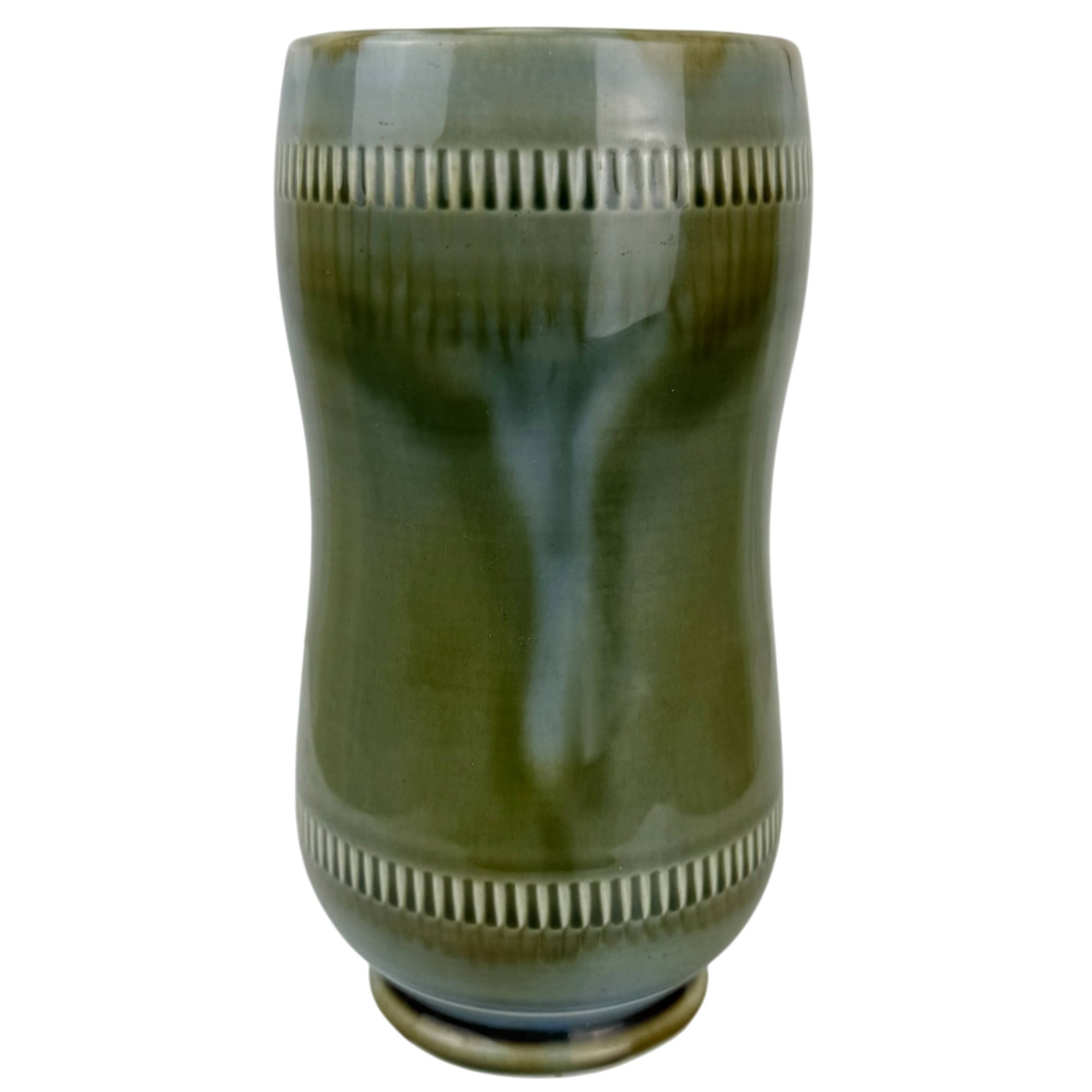 Vintage Wade Irish Porcelain vase with green drip glaze