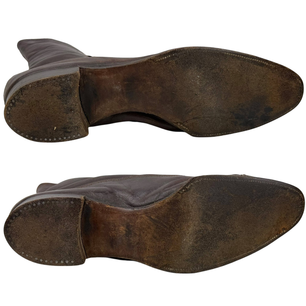 1910s Antique Boots Walk Over Brown Leather Lace Up Ladies S