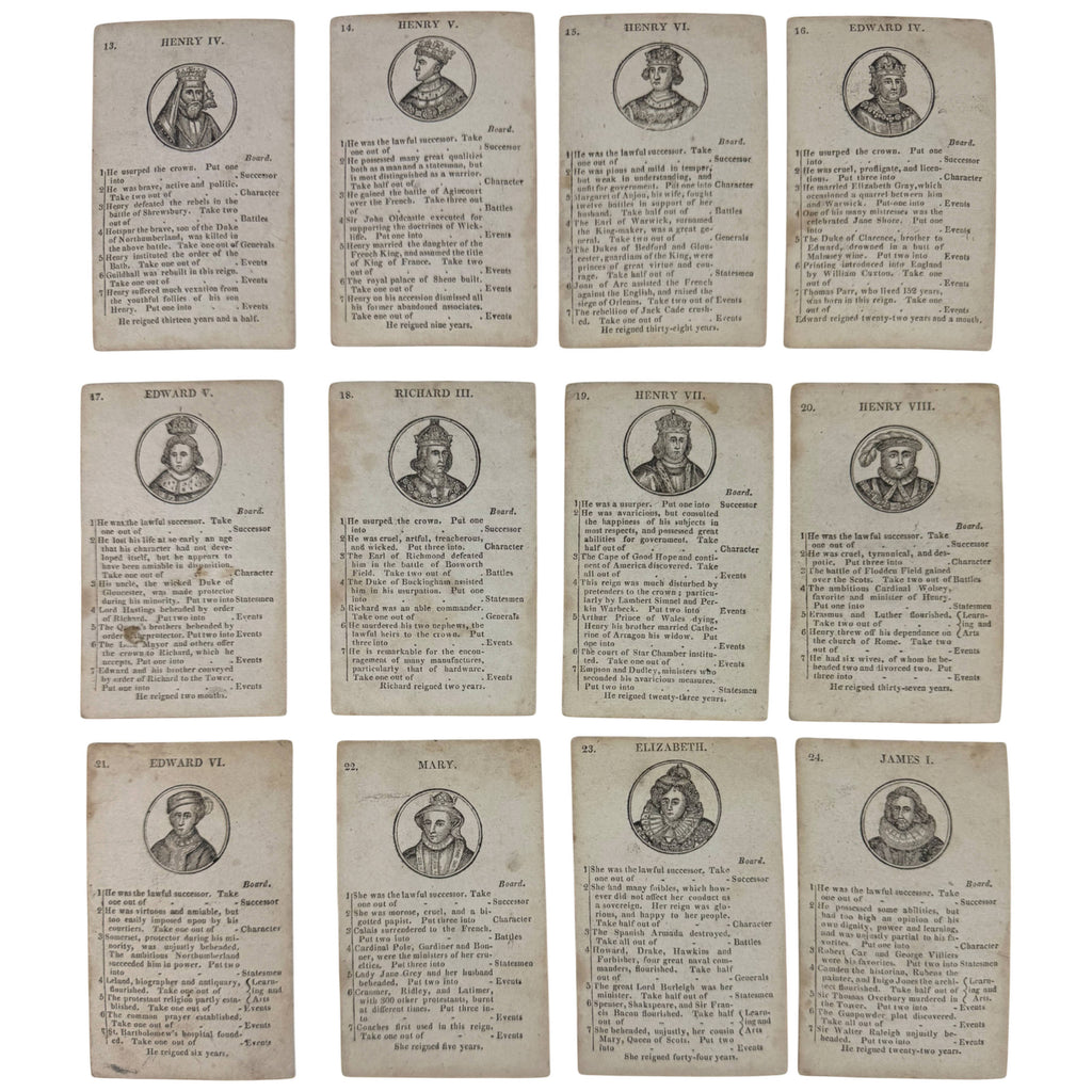 Historical Cards Henry IV through James I from John Wallis game