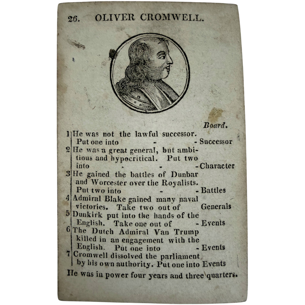 John Wallis Oliver Cromwell historical card