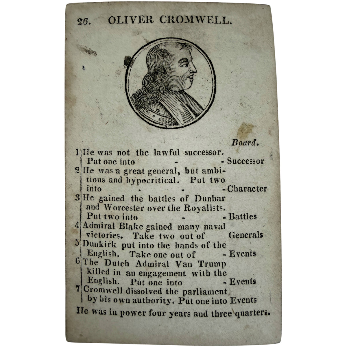 John Wallis Oliver Cromwell historical card