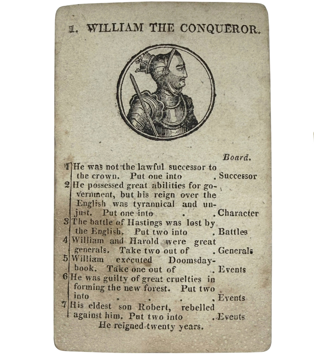 John Wallis William the Conqueror historical card