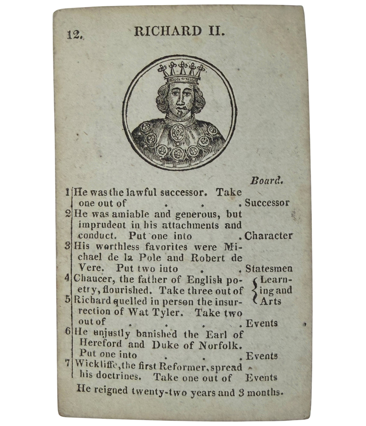John Wallis Richard II historical card