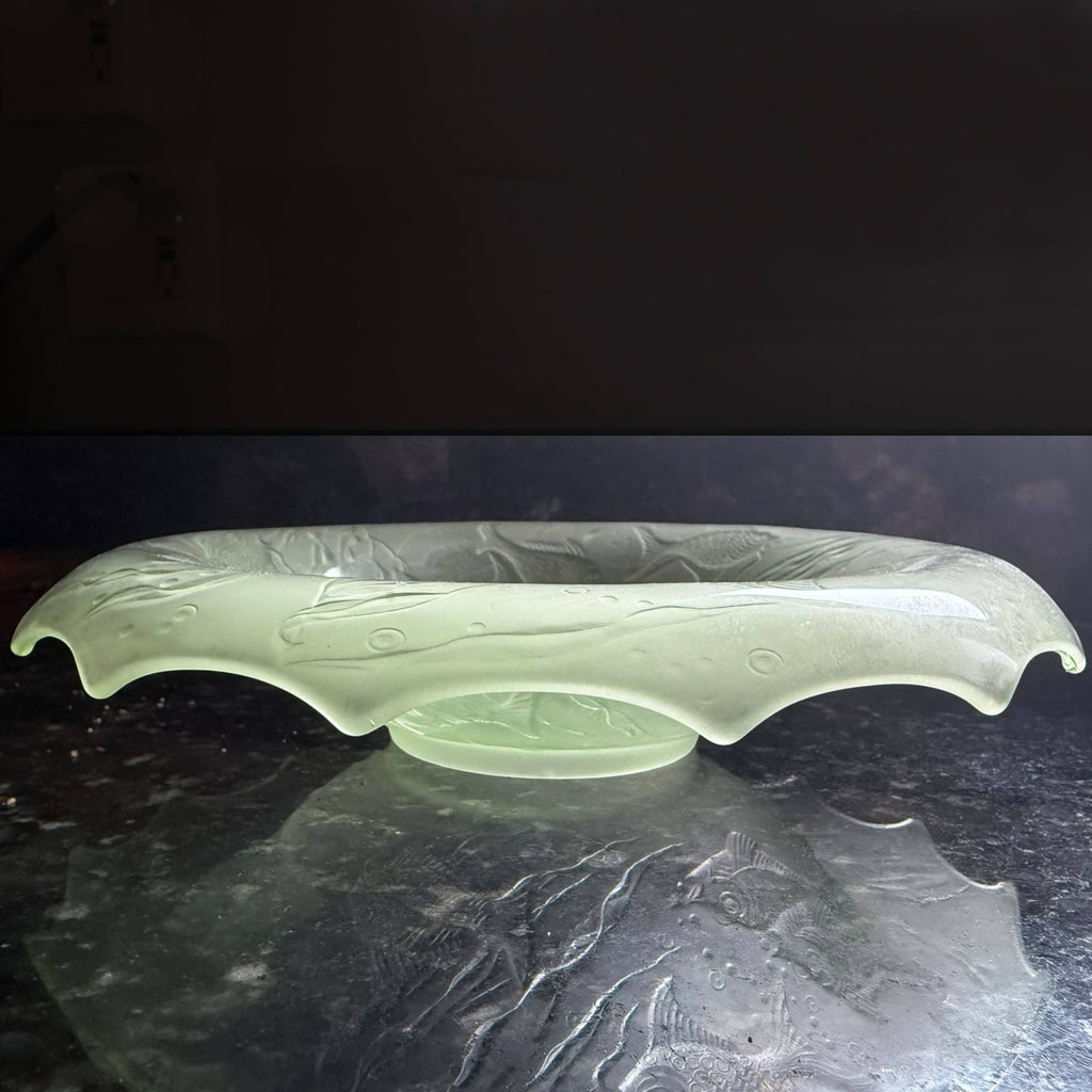 Art Deco Walther Vaseline Glass Arabella Float Fisch Bowl