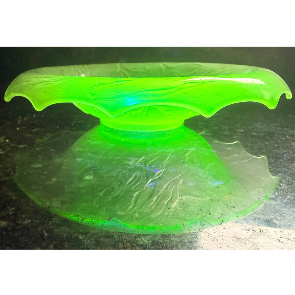 Art Deco Walther Vaseline Glass Arabella Float Fisch Bowl