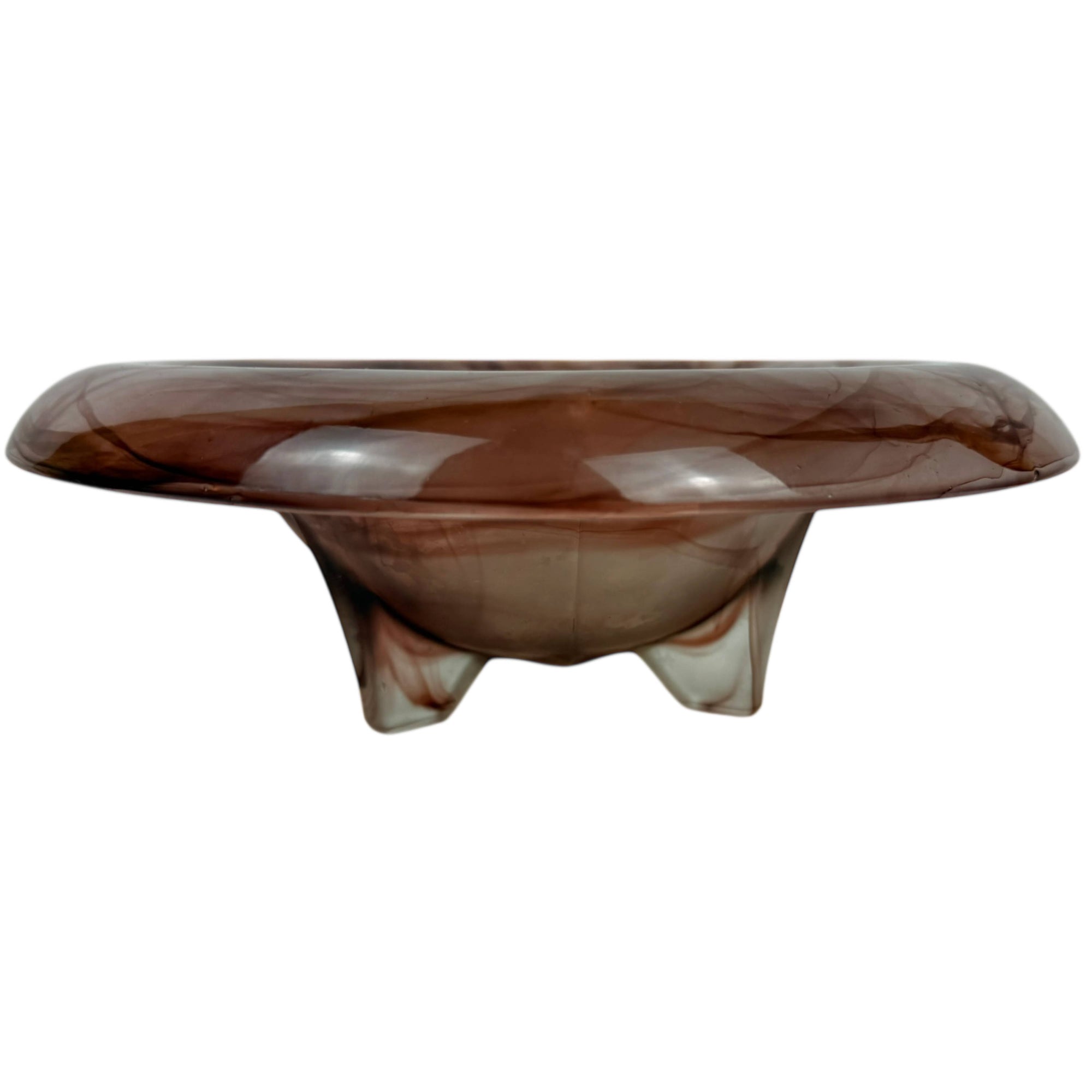 Vintage Walther & Sohne Oralit Cloud Glass Liane Footed Bowl Braun Sepia 26.5 cm